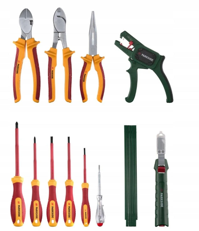 Toolkit for electrician PARKSIDE 1000 V 13 el. + green bag Manufacturer code 489255