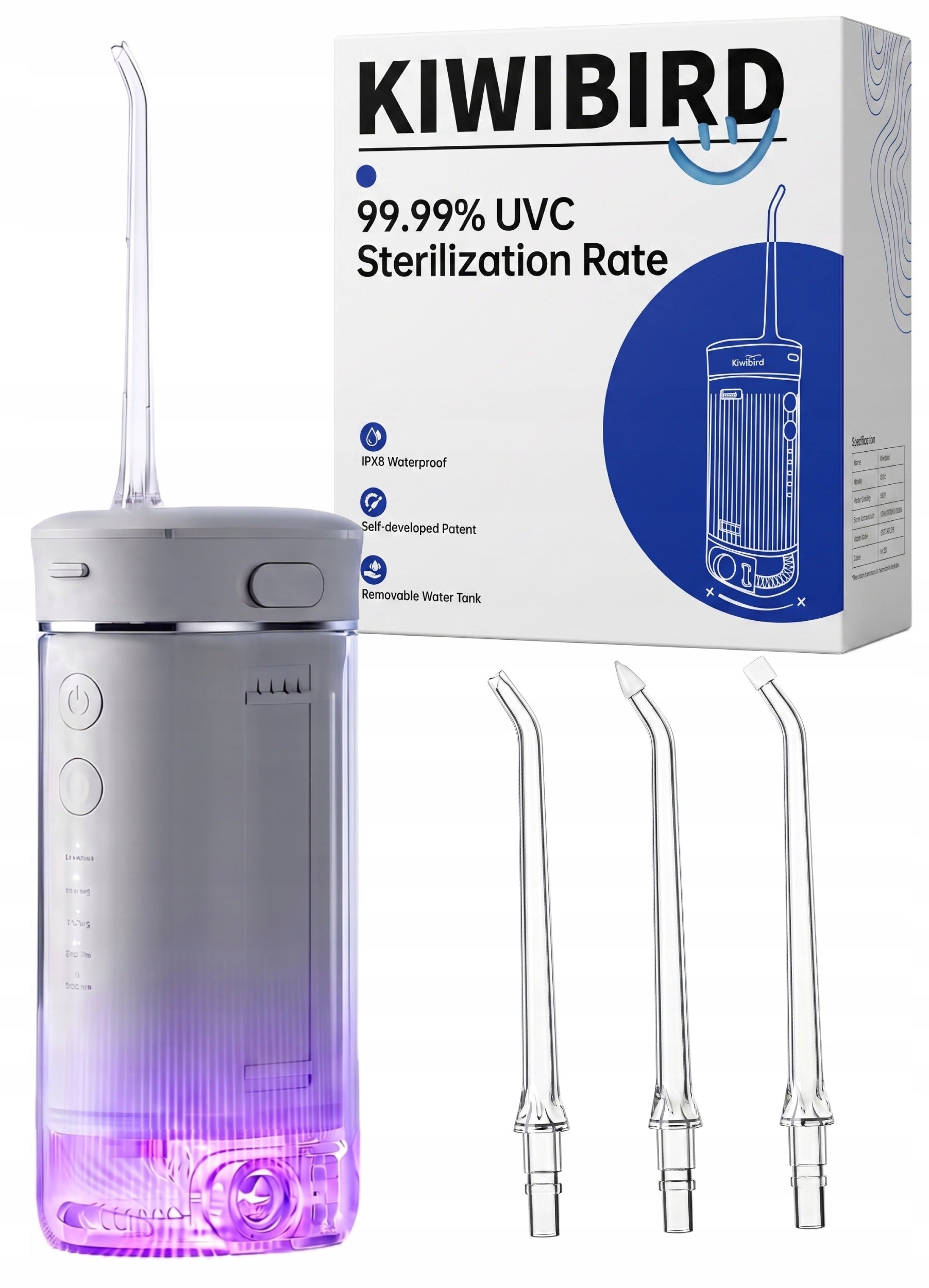 Tooth Irrigator 3 Modes + 3 Nozzles Wireless Strong 230ml KiwiBird