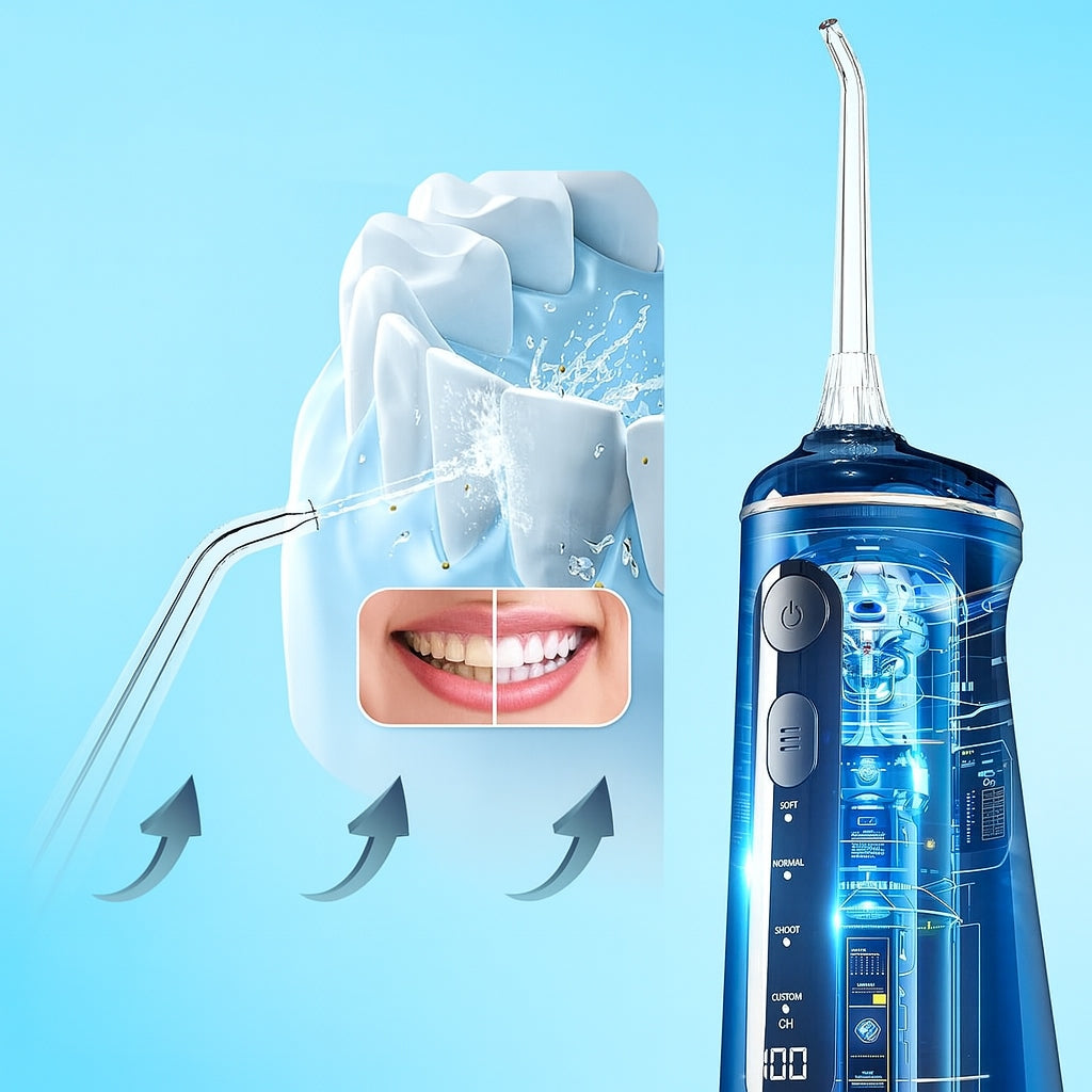 Tooth Irrigator 4 Modes 6 Tips Professional Wireless Stylish Packaging status original