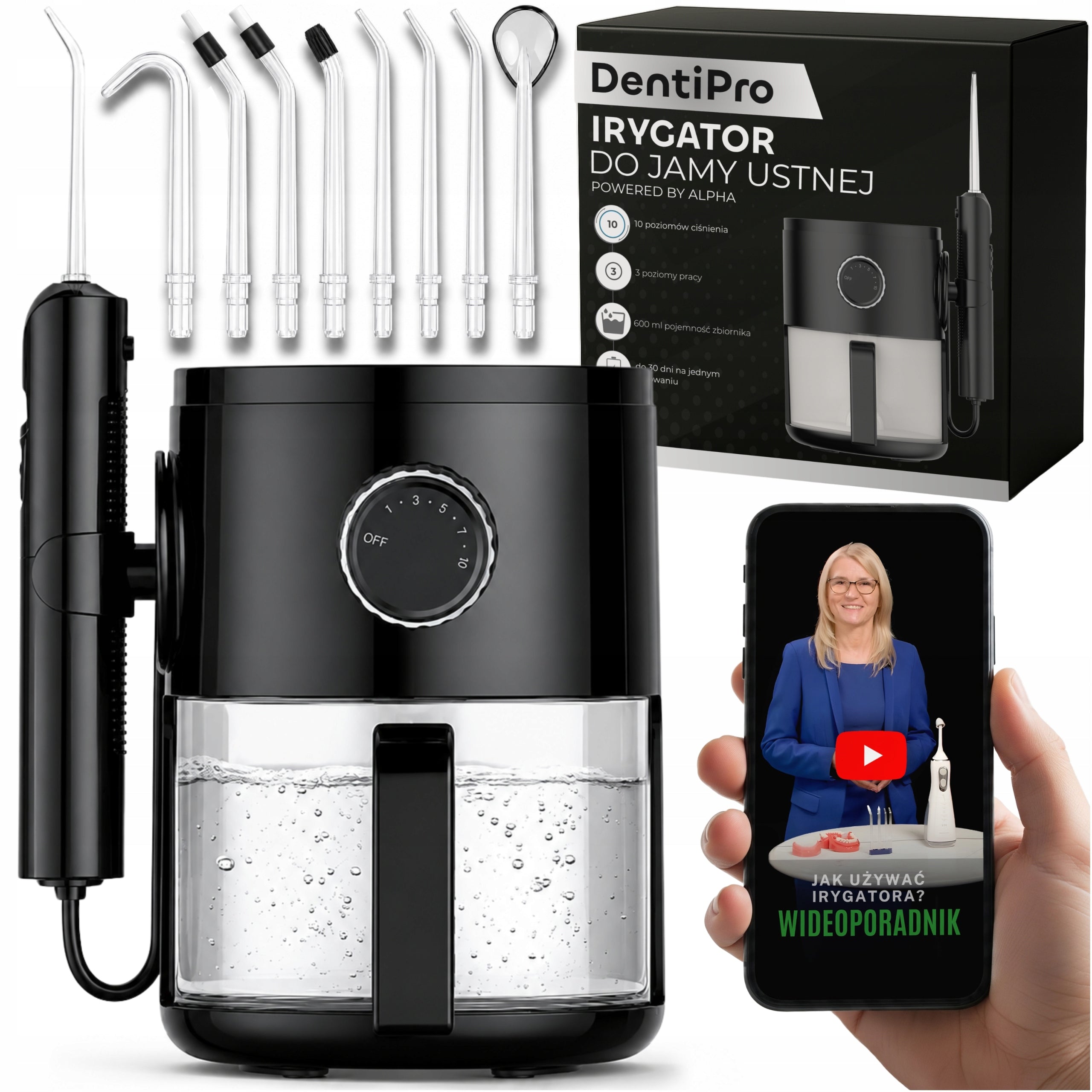 Tooth Irrigator DentiPro 3 Modes + 8 Nozzles - Wireless and Dental