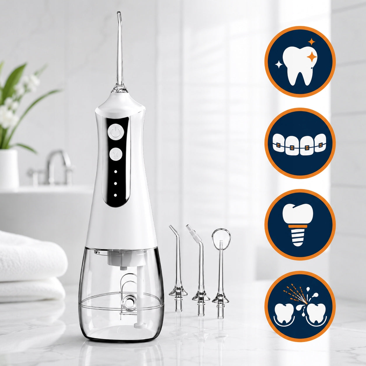 Tooth Irrigator Wireless 300ml 3 Modes 5 Nozzles White Powerful Portable Brand no brand