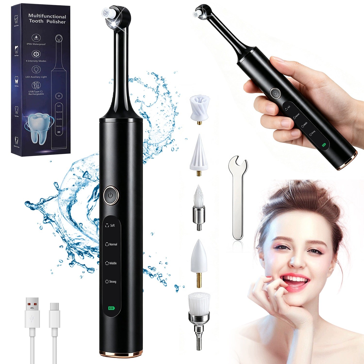 Tooth Polisher BEDEE 800mAh 2-3h Working 5 Tips For Oral Hygiene