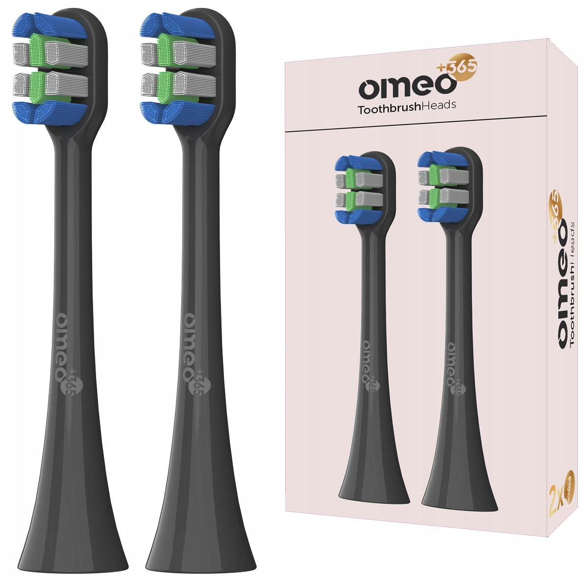 Toothbrush Tips OMEO +365 UV Sanitizer Black 2 Pack
