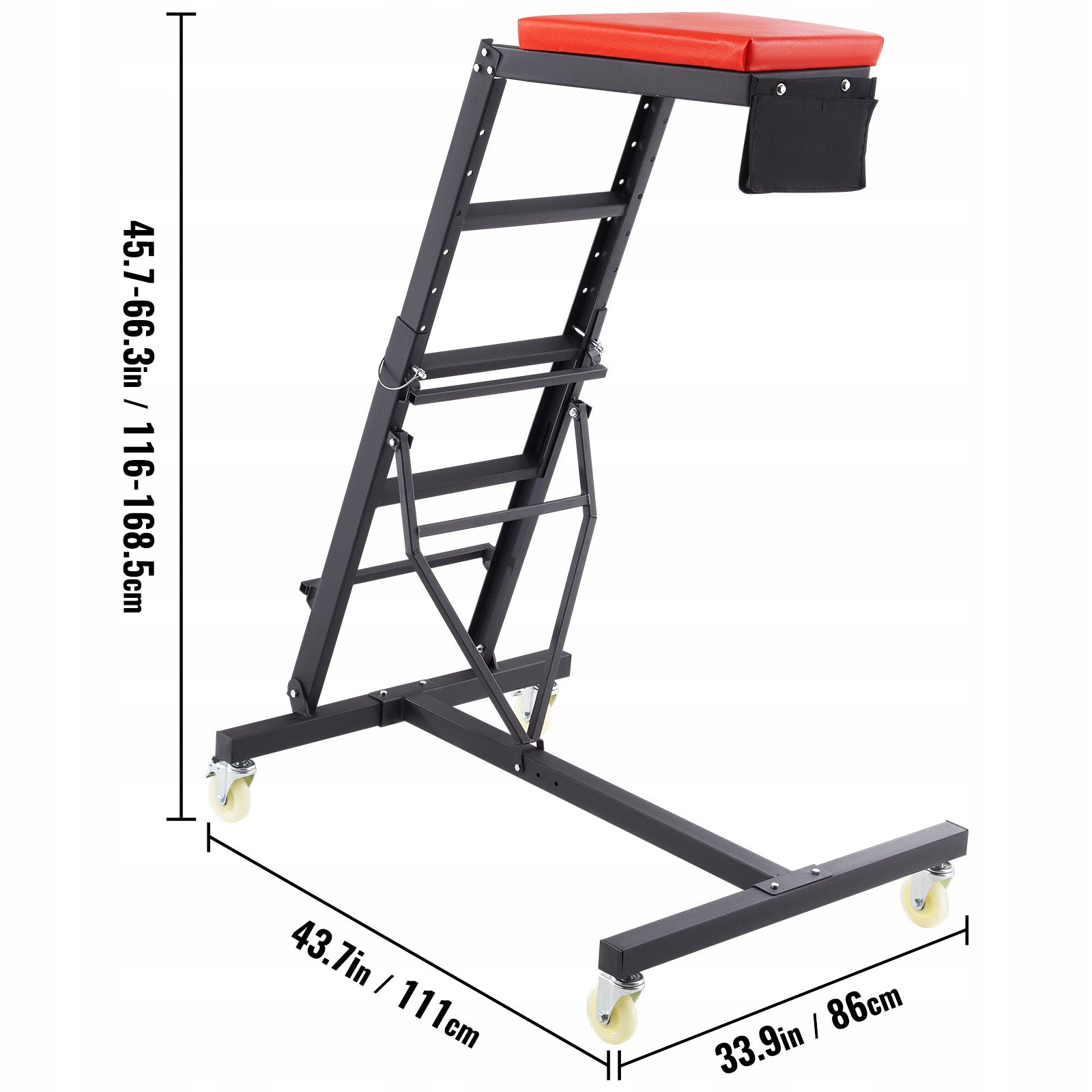 Top Footrests With 4 Swivel Wheels Adjustable Height 1160-1685MM Black Brand SucceBuy