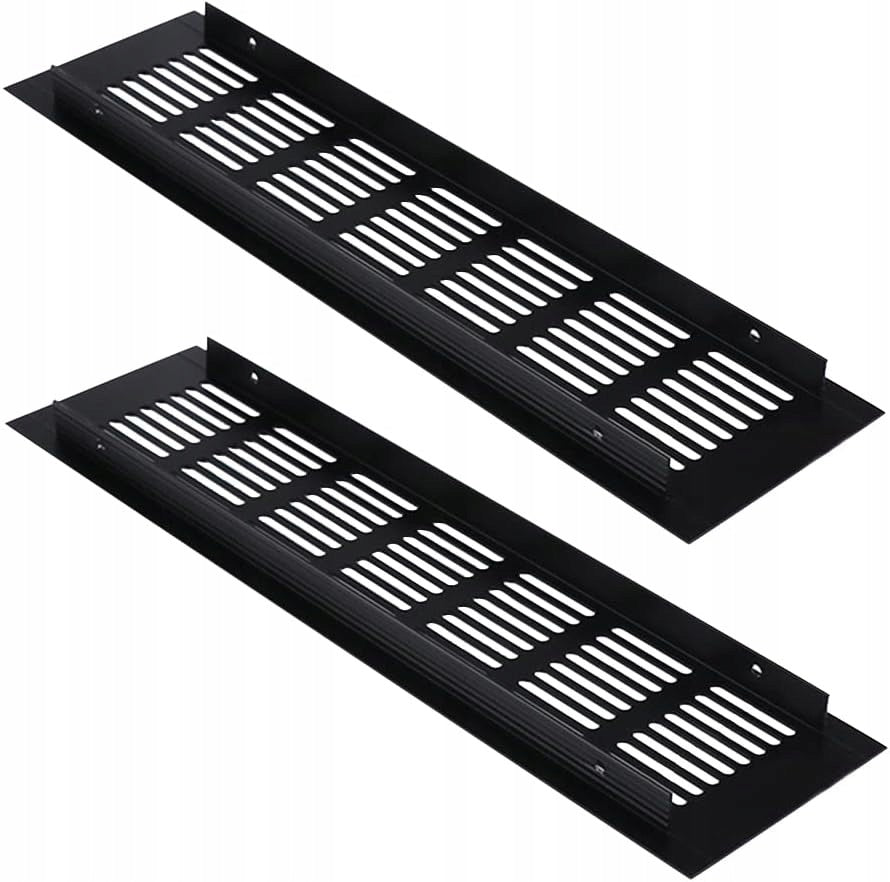 TopHomer Ventilation grille 80 mm x 300 mm black aluminium 2 pieces
