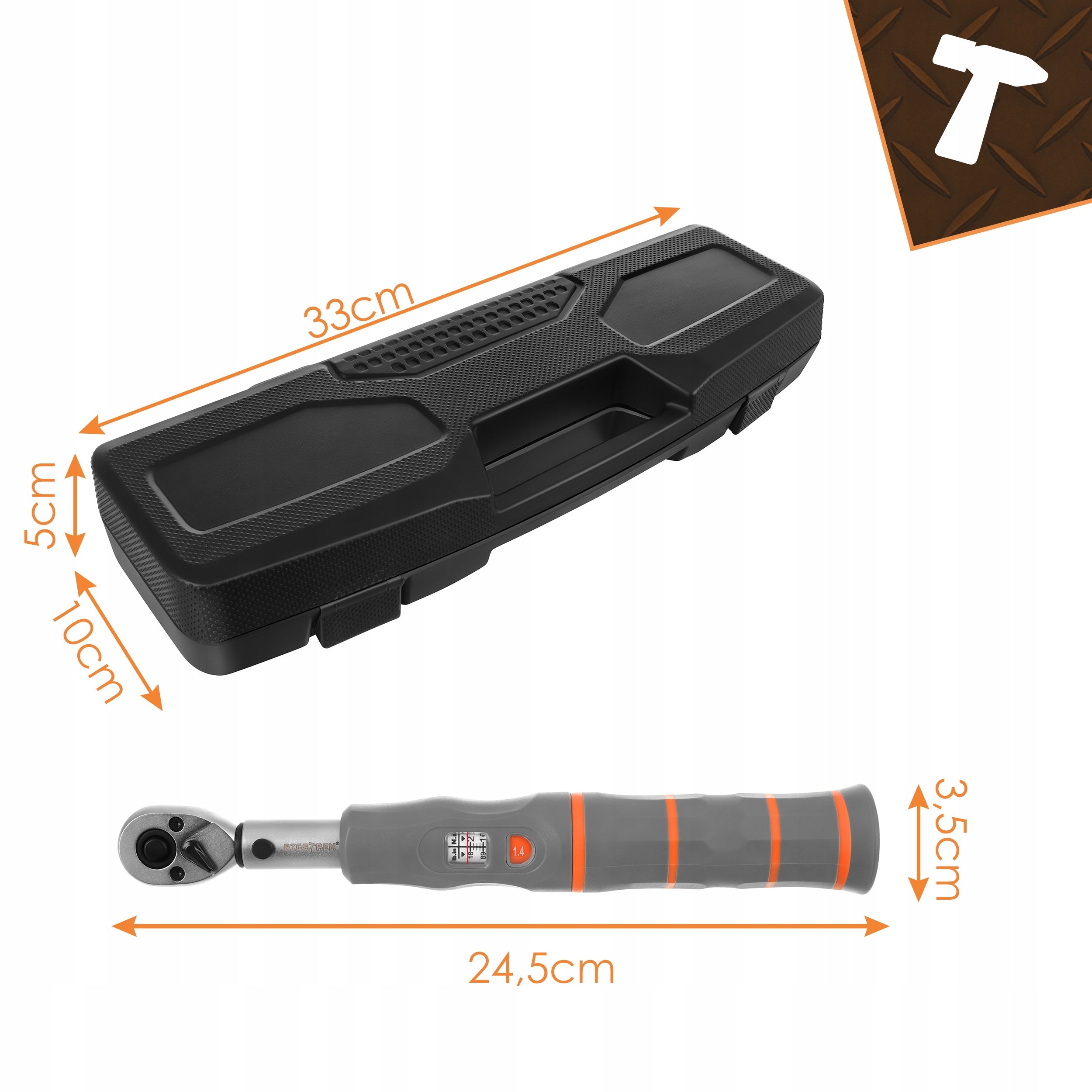 Torque Wrench 1/4 2-26 Nm in Case Suitcase Rattle + Certificate Product weight with unit packaging 0.795 kg