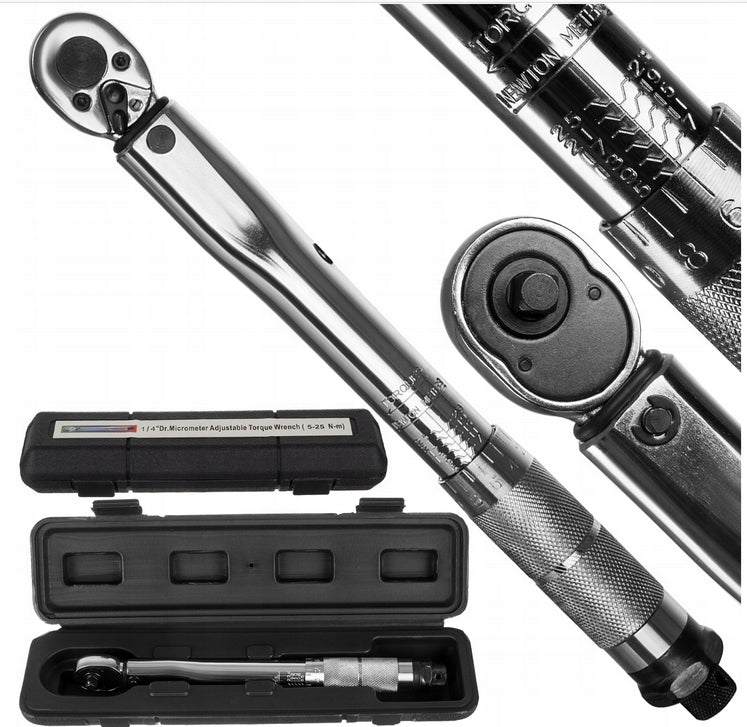 Torque Wrench 1/4 5-25 Nm with Lock Wheel Lock Precision Case