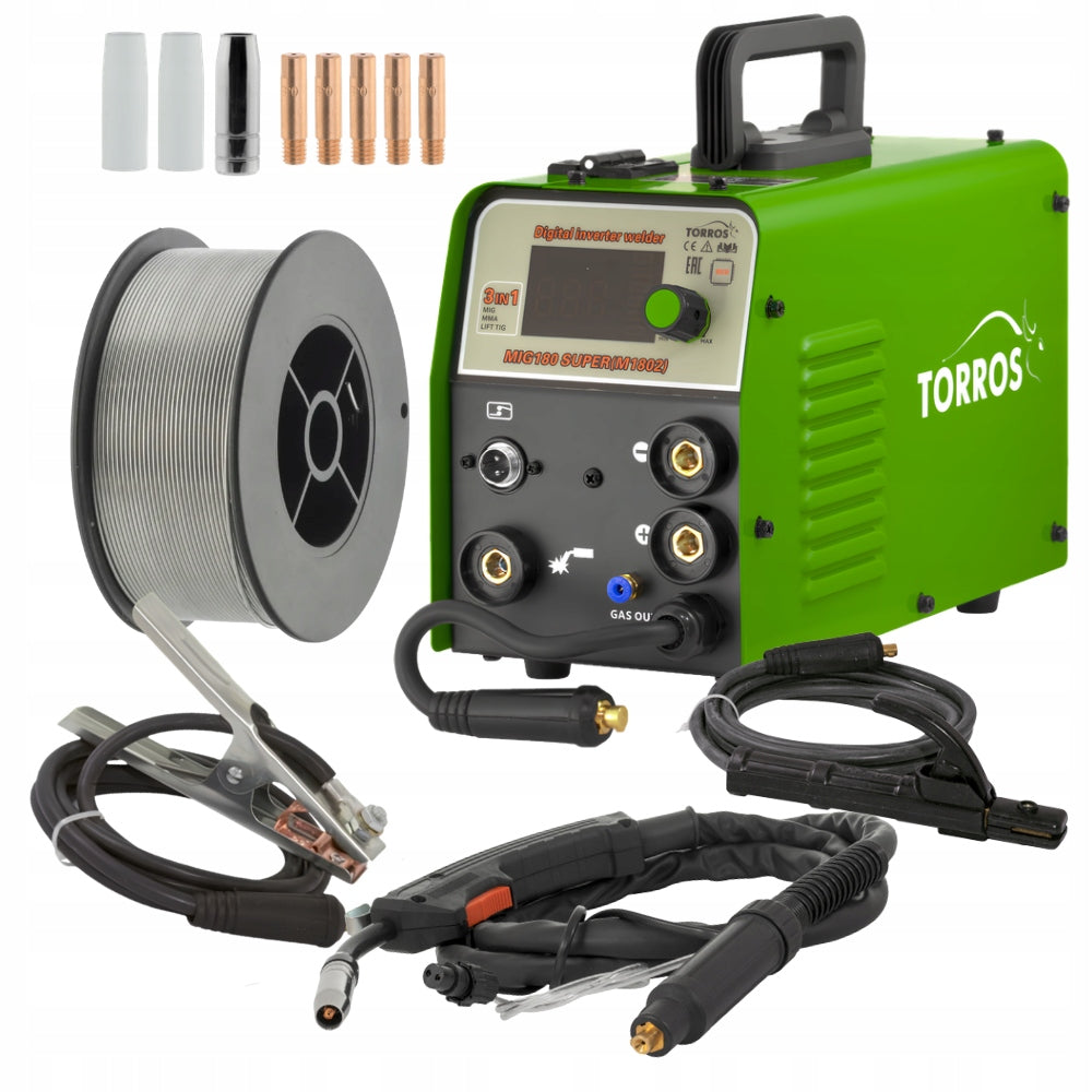 Torros MIG180 SUPER M1802 MIG MMA and TIG Lift GAS WITHOUT GAS
