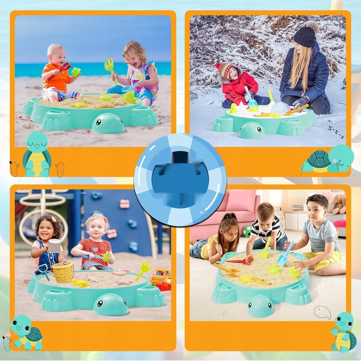 Tortuga Sandbox for Kids (Blue) Kind plastic