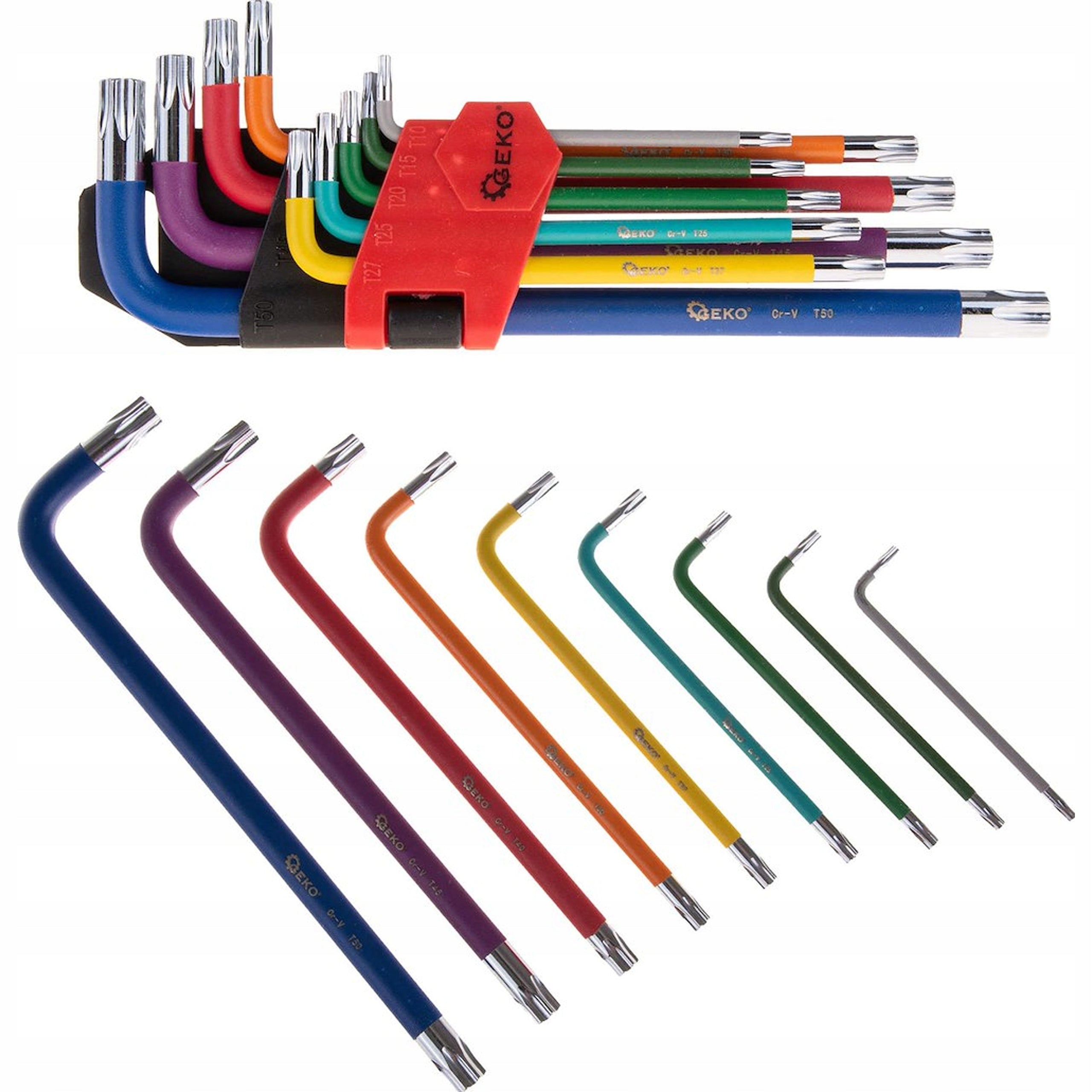 Torx colored wrenches T10-T50 9 el. Geko CrV set G01709