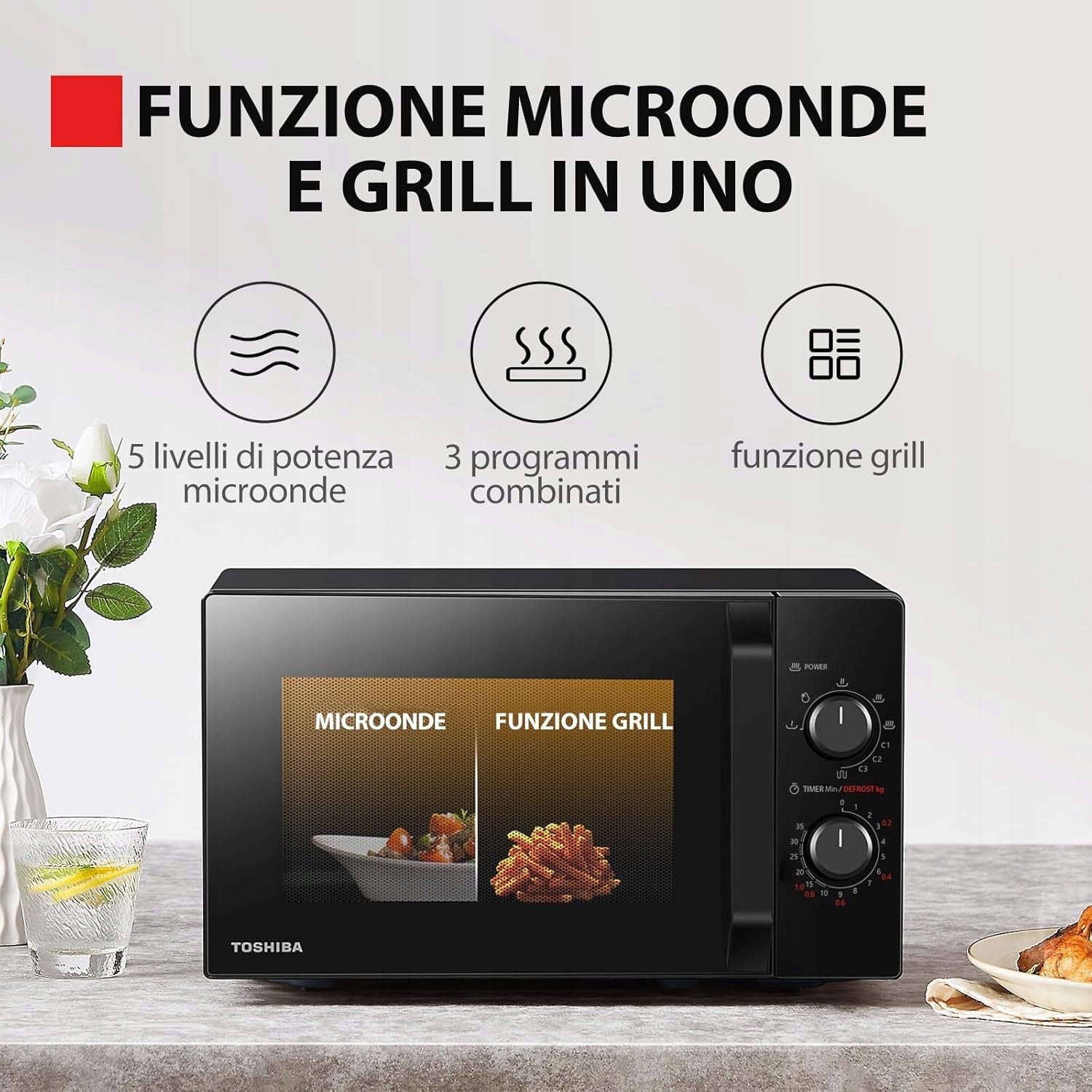 Toshiba MW2-MG20P(BK) microwave 3in1 grill 20L 800W black freestanding Model MW2-MG20P(BK)