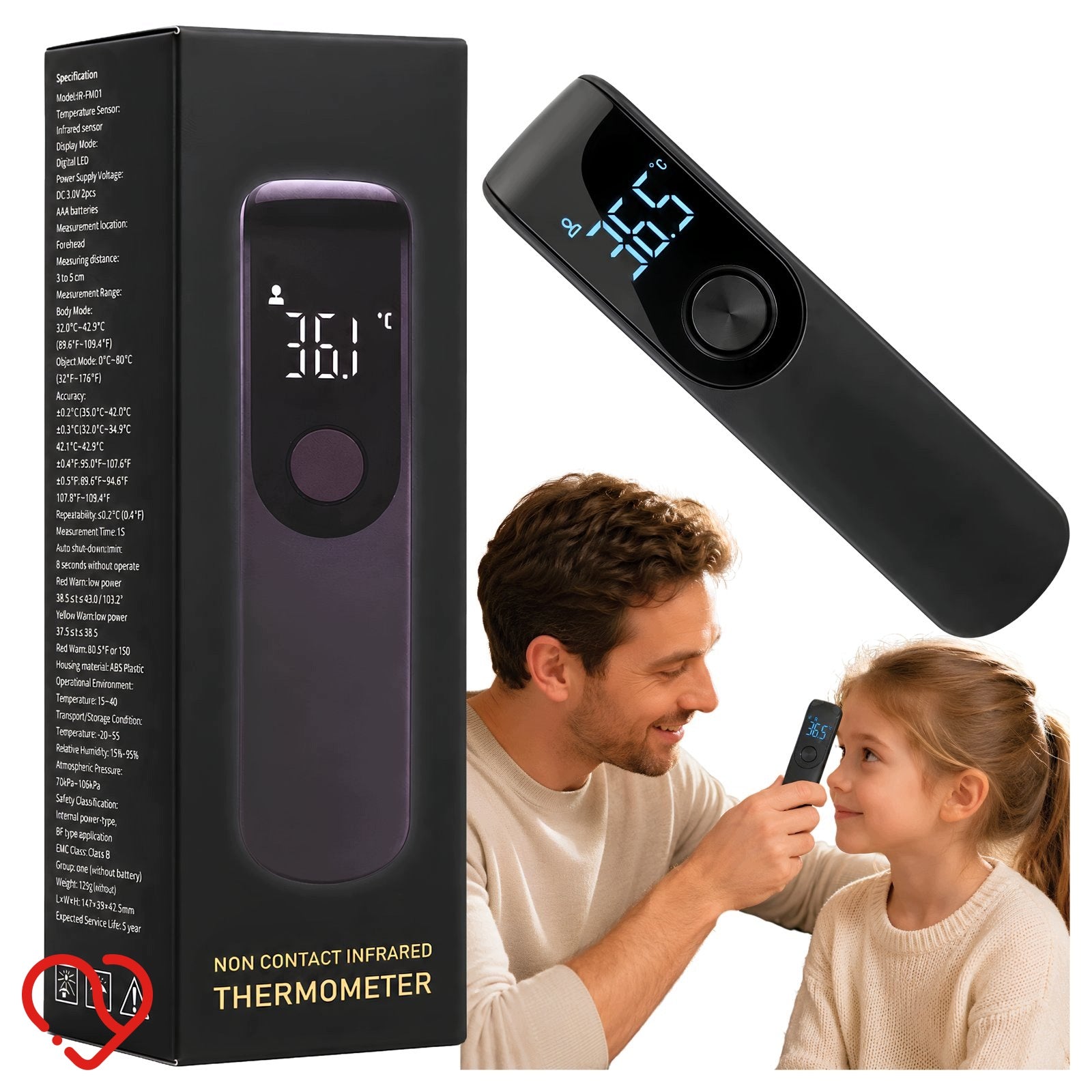 Touchless Digital LED Forehead Thermometer for Adults 2pcs