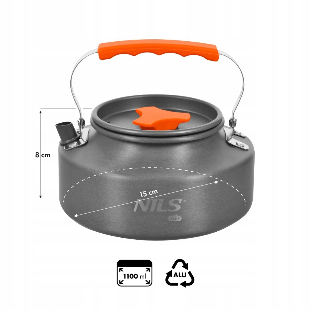 Tourist Kettle With Lid For Camping Travel Tour 1,1 L NILS Packaging status original