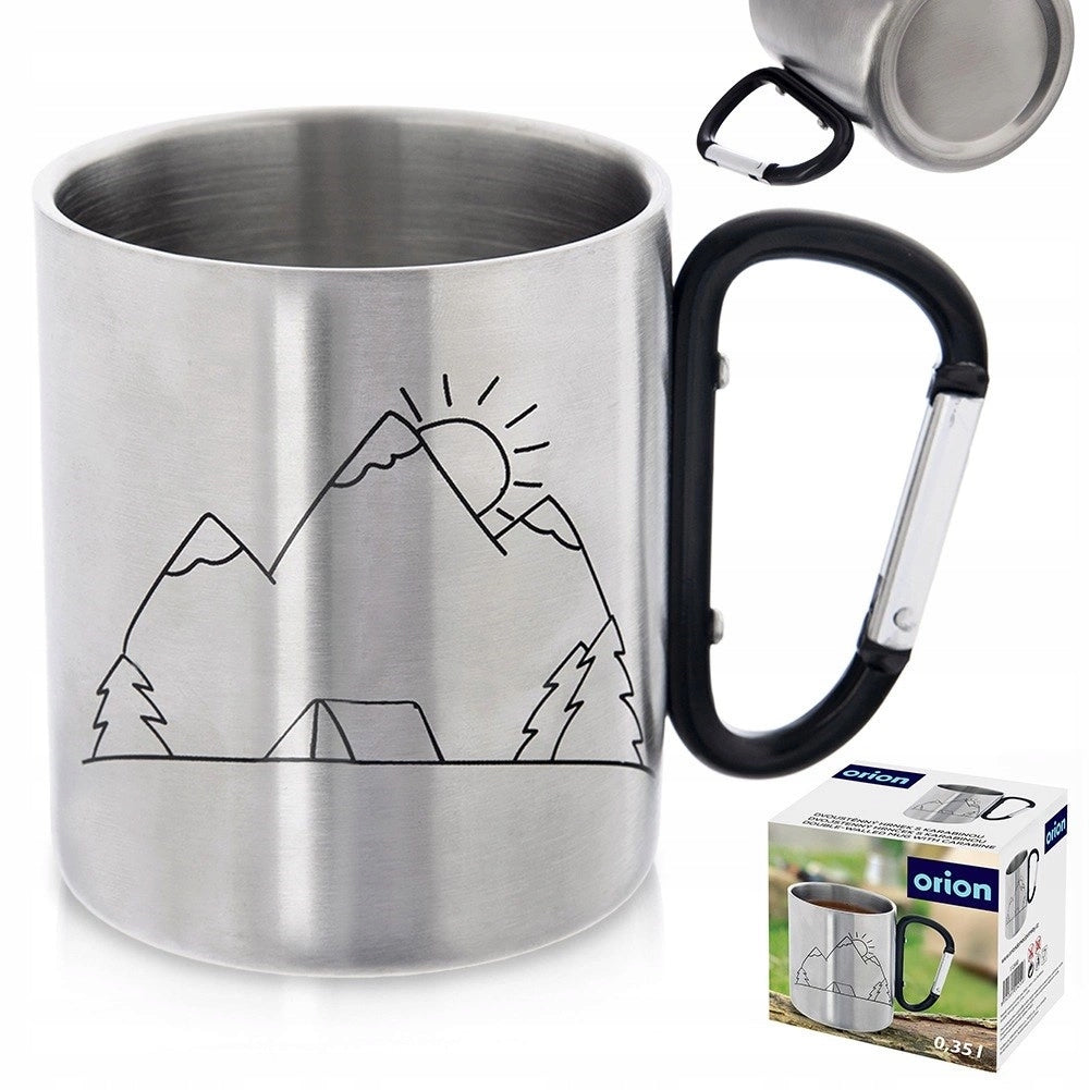 Tourist Mug Thermal Steel with Carabiner Gift ORION 350 ml