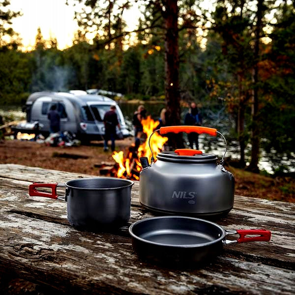 Tourist Pan Folding With Handle Large Spacious Camping NILS CAMP Color gray