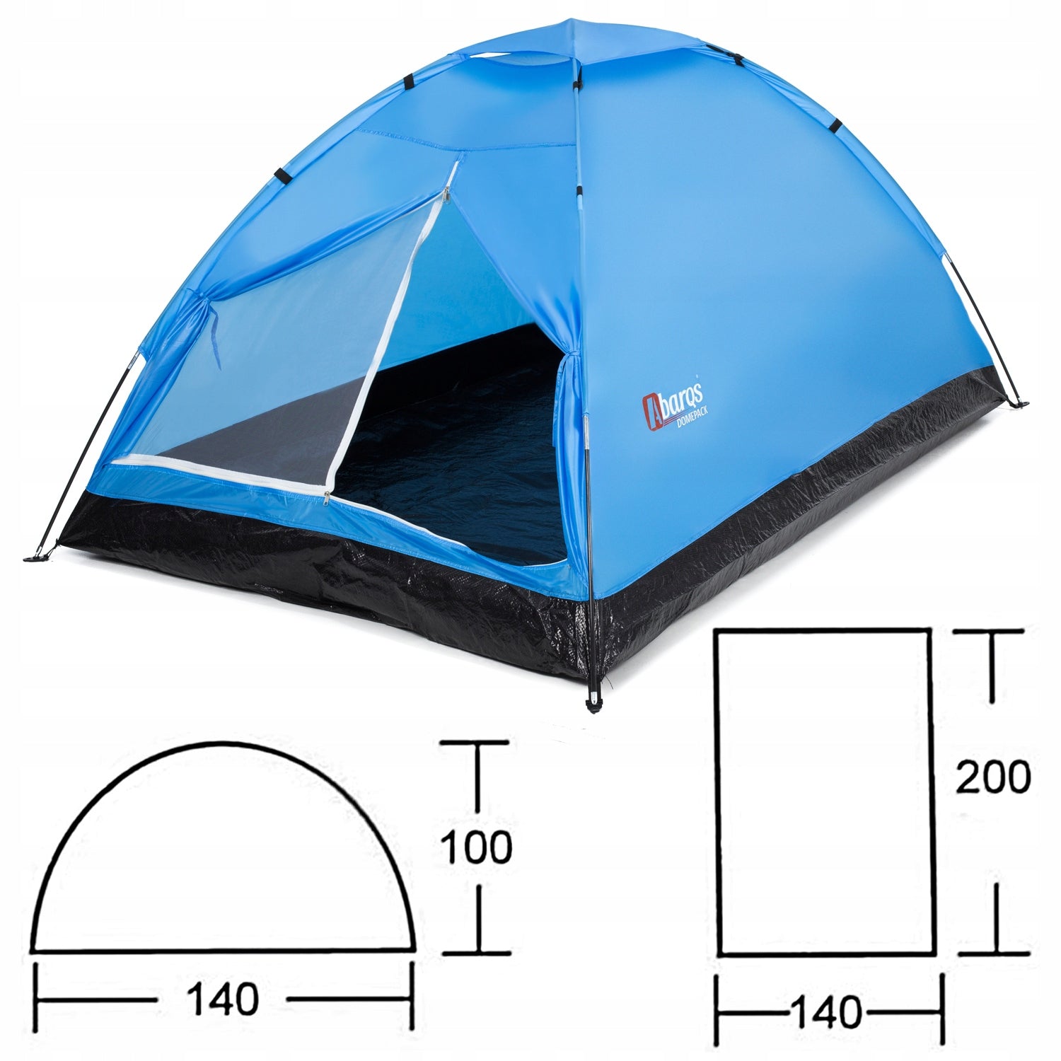 Tourist Tent 2-Person Camping Mosquito Net Waterproof Model Domepack 2A