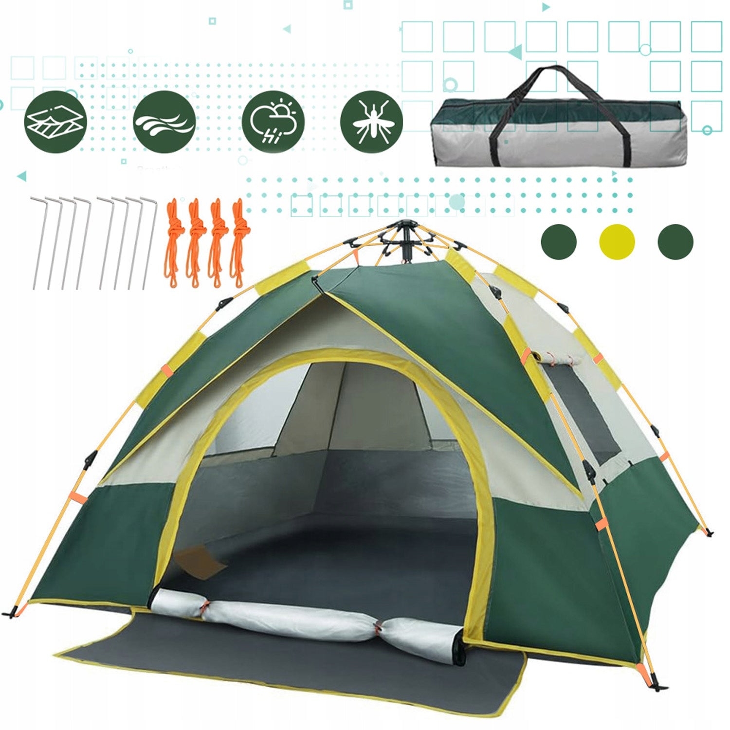Tourist Tent 4 Person Camping Waterproof Family Canopy UPF50+ Number of vestibules 2