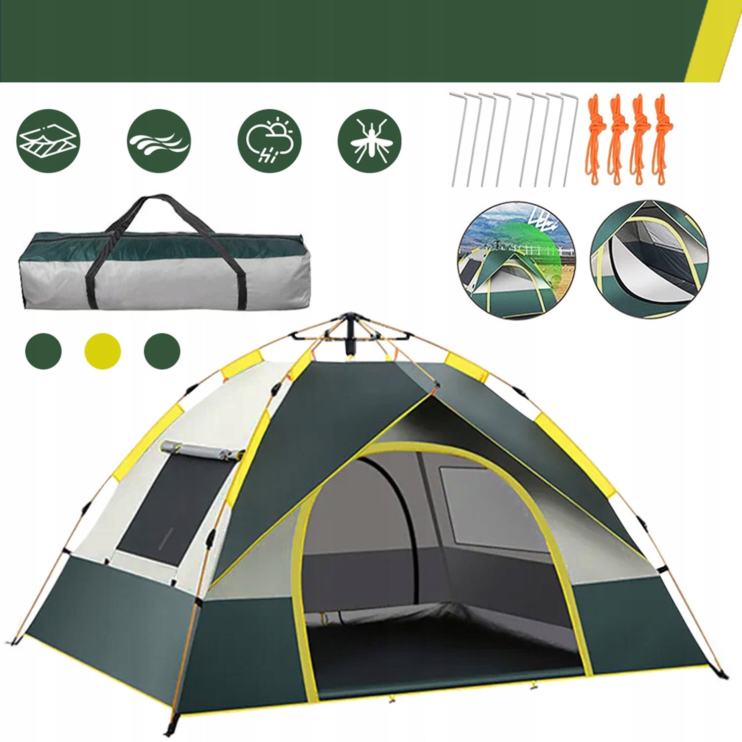 Tourist Tent 4 Person Camping Waterproof Family Canopy UPF50+ Packaging status original