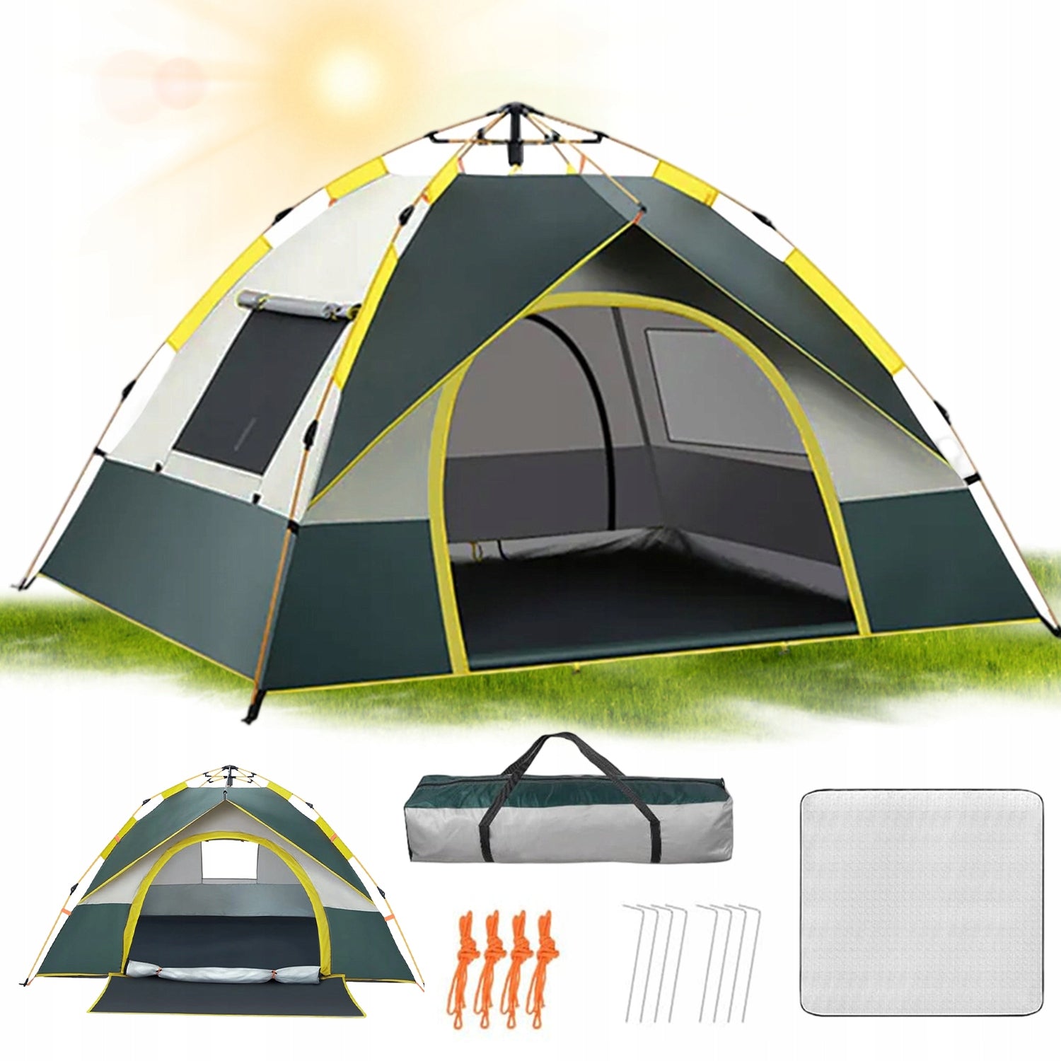 Tourist Tent 4 Person Camping Waterproof Family Canopy UPF50+