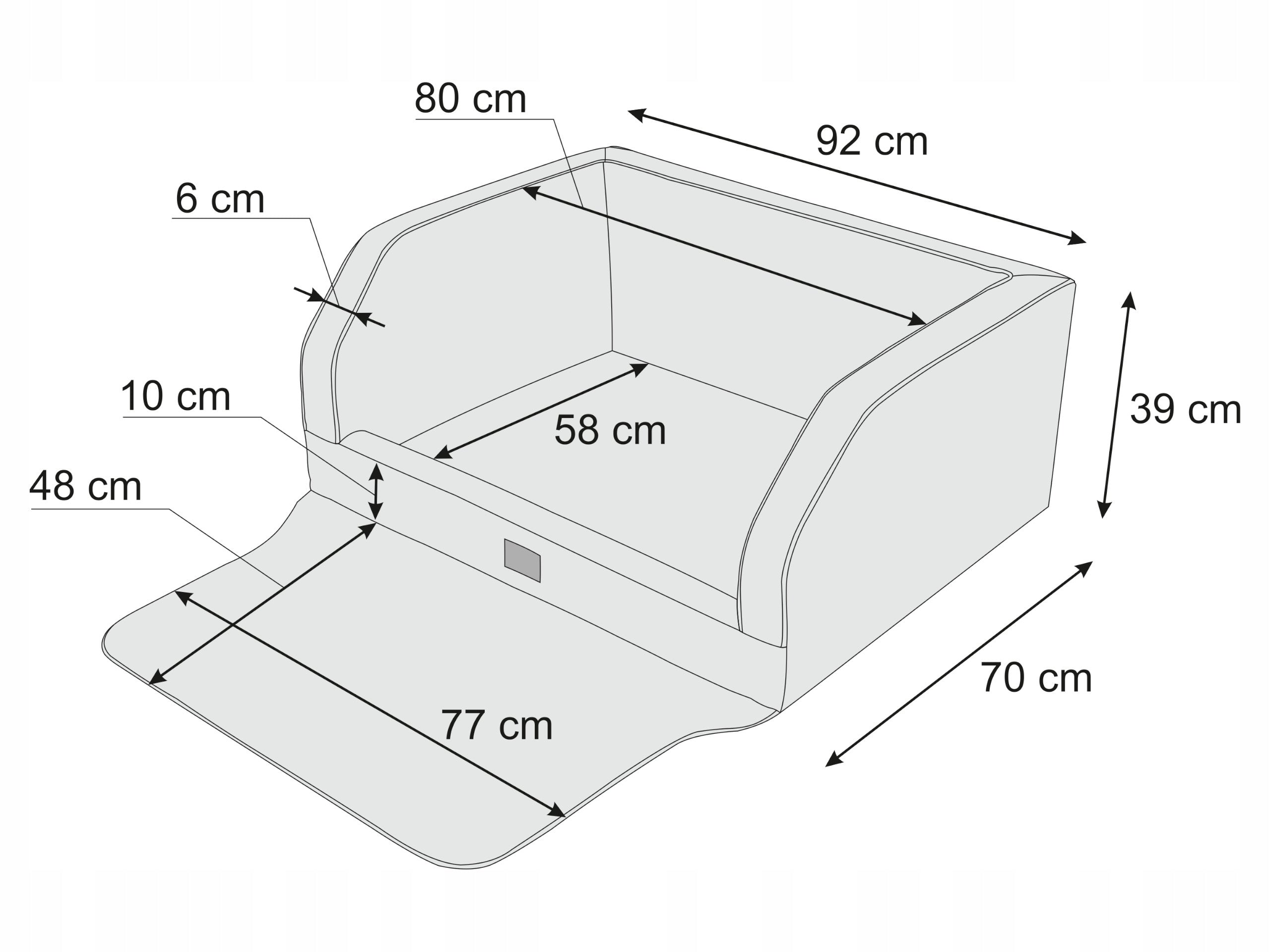 Tourist bed for dog trunk 92x70cm Maximum animal weight 25 kg