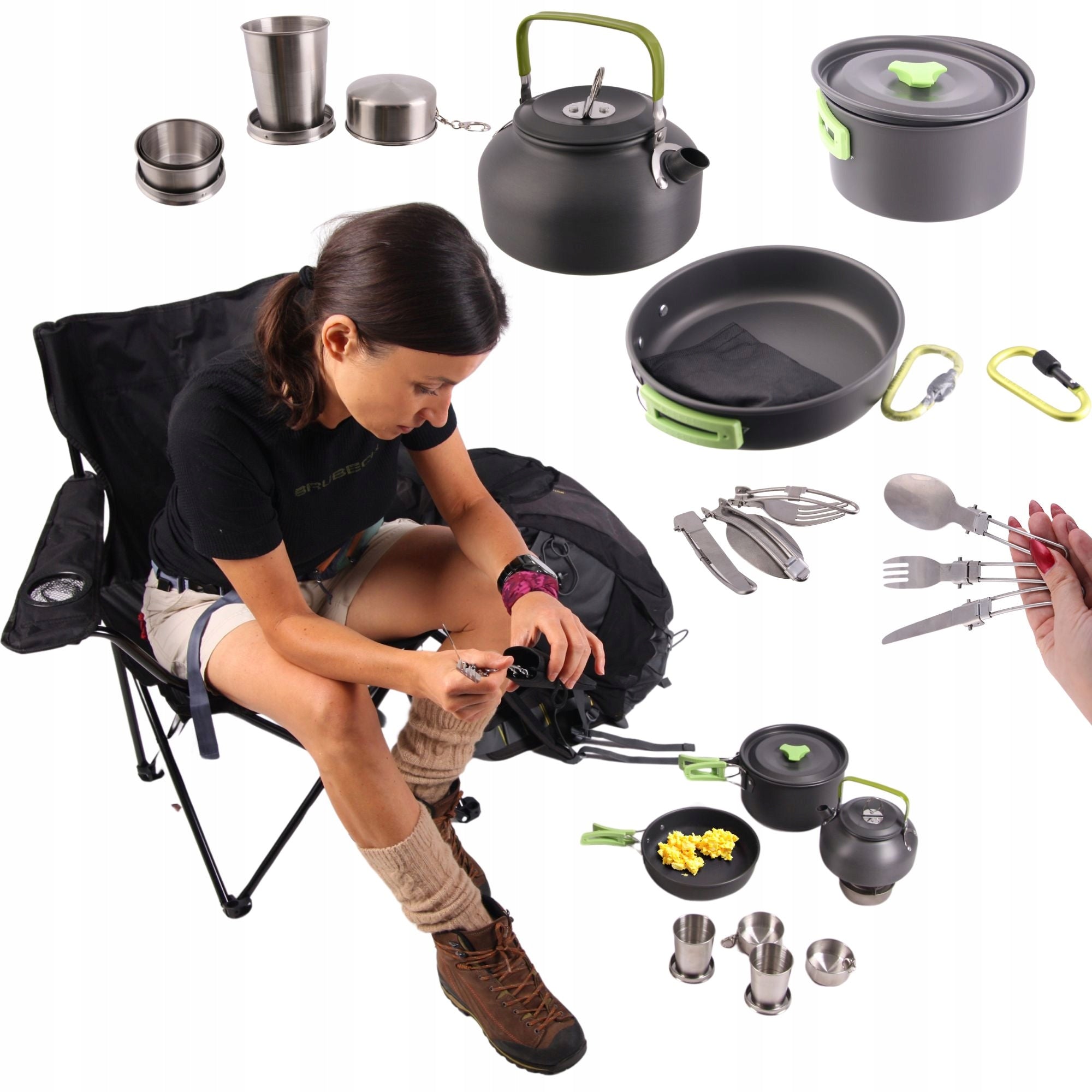 Tourist dishes set of dishes pots 18pcs folding camping for 2 people Packaging status original