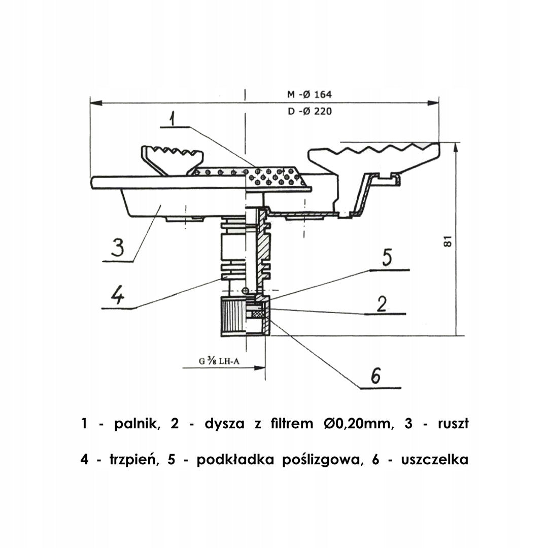Tourist gas cooker large Bradas Gucio 1 burner 220 mm propane butane Brand Bradas