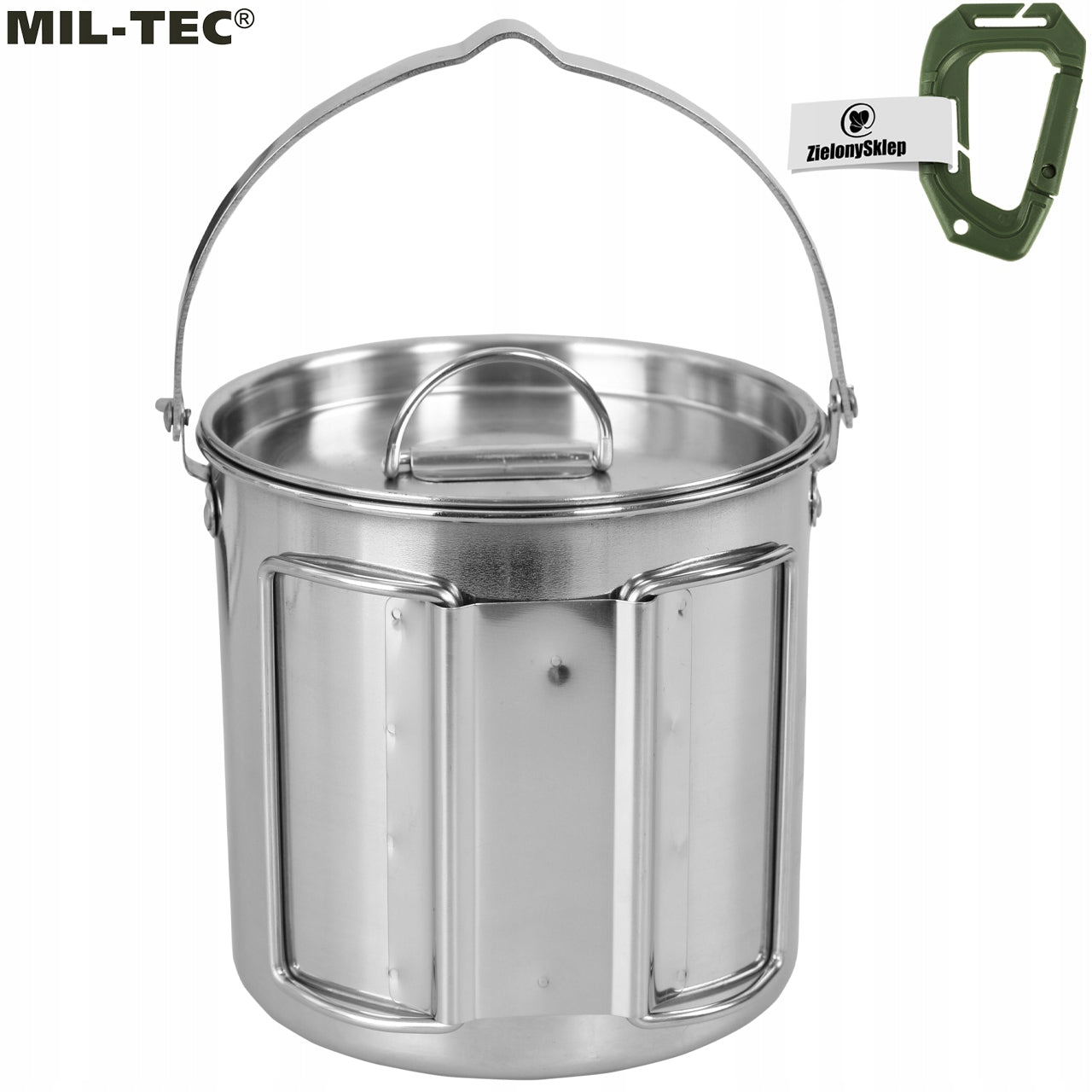 Tourist kettle 0,7L Boiler Over Fireplace Mil-Tec Jug steel +GR. Color silver