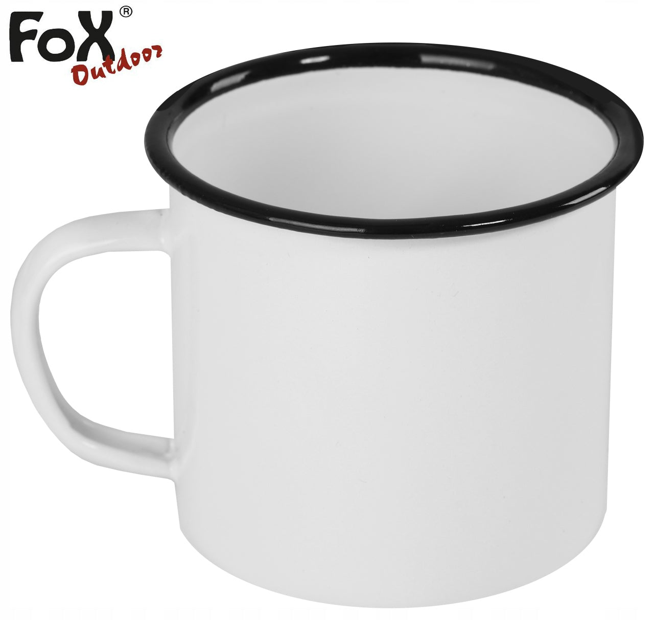 Tourist mug metal enamelled MFH Fox Outdoor 350ml for camping white Brand Fox Outdoor