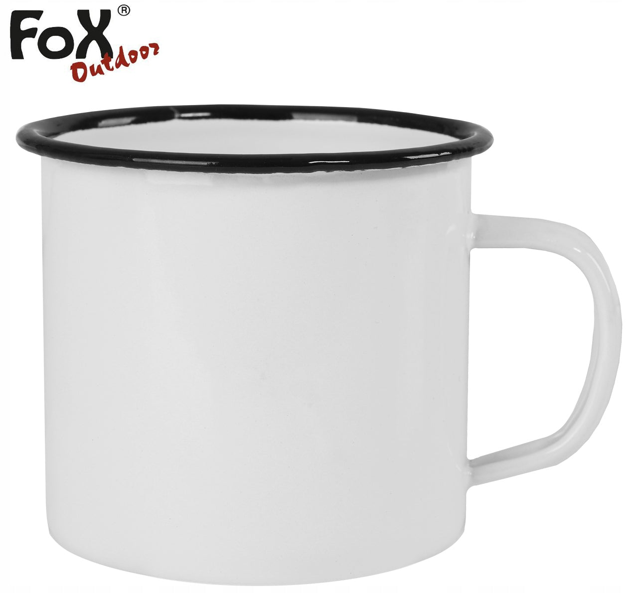 Tourist mug metal enamelled MFH Fox Outdoor 350ml for camping white Color white