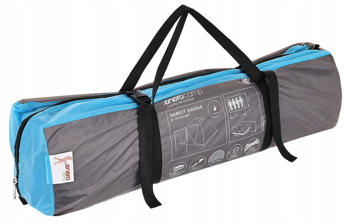 Tourist tent 4-person 210x240x130 cm IGLO SAVANA grey-blue Color black