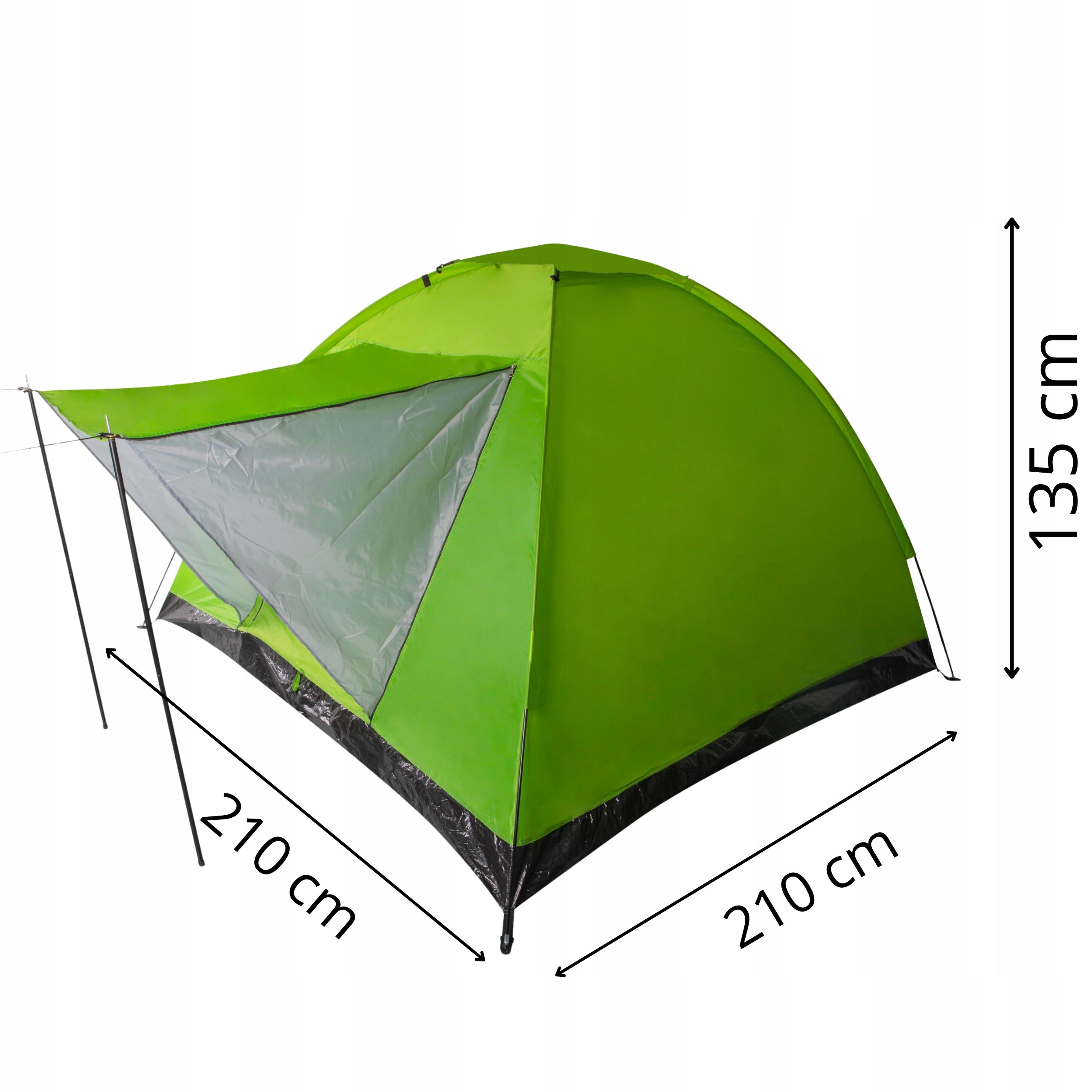 Tourist tent 4MWOOD.CO green for 4 people with vestibule Manufacturer code 4MW0002860
