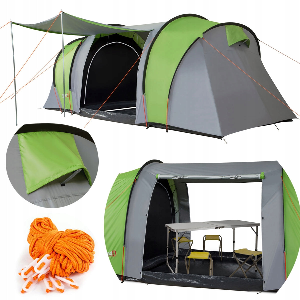 Tourist tent 6 - 8 persons 2 bedrooms large vestibule