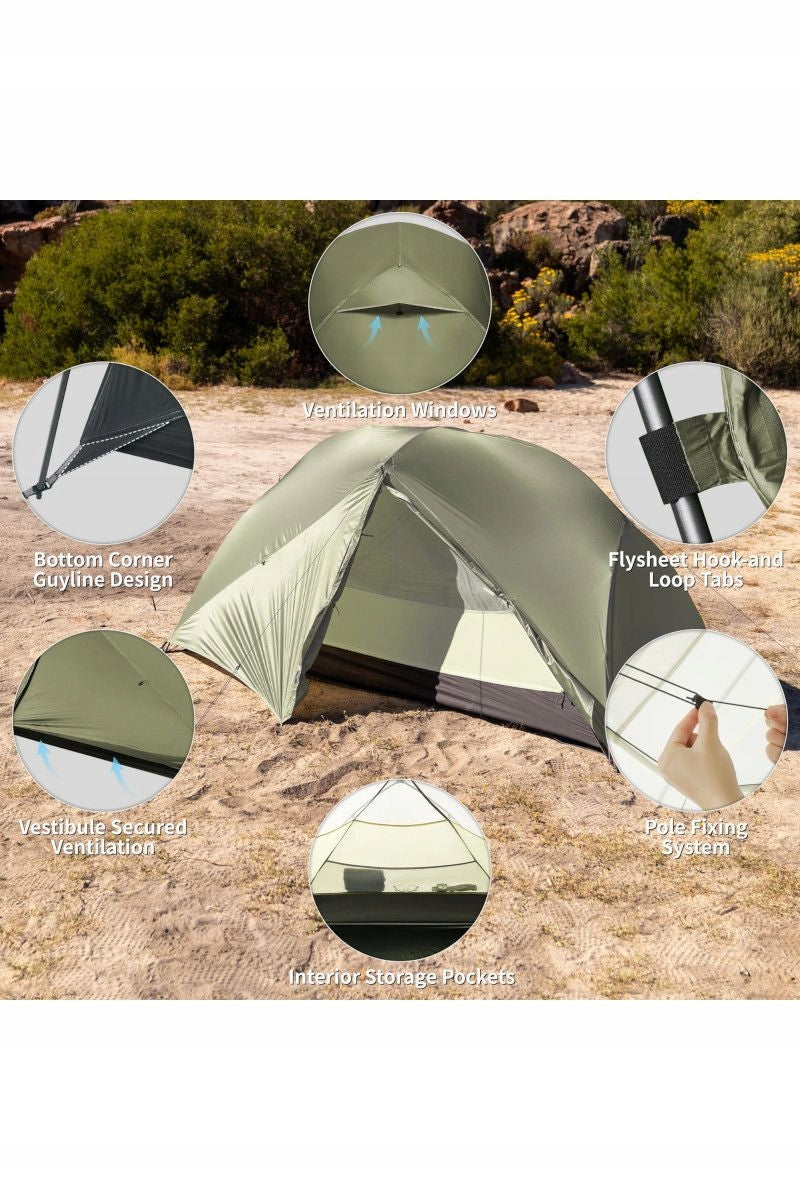 Tourist tent Naturehike Mongar Pro 20D CNK2550WS037 2os. brown Type double layer (with flysheet)