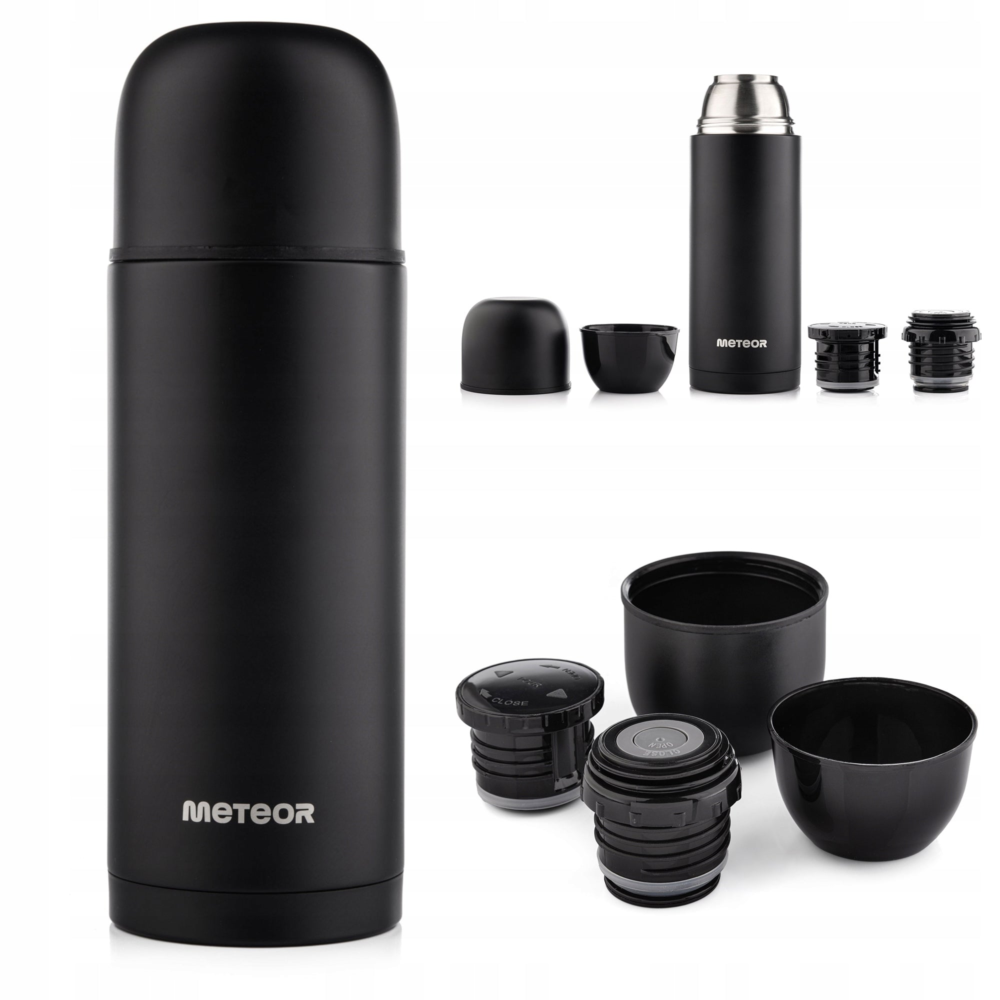 Tourist thermos vacuum steel for coffee tea drink 1l + 2 cups