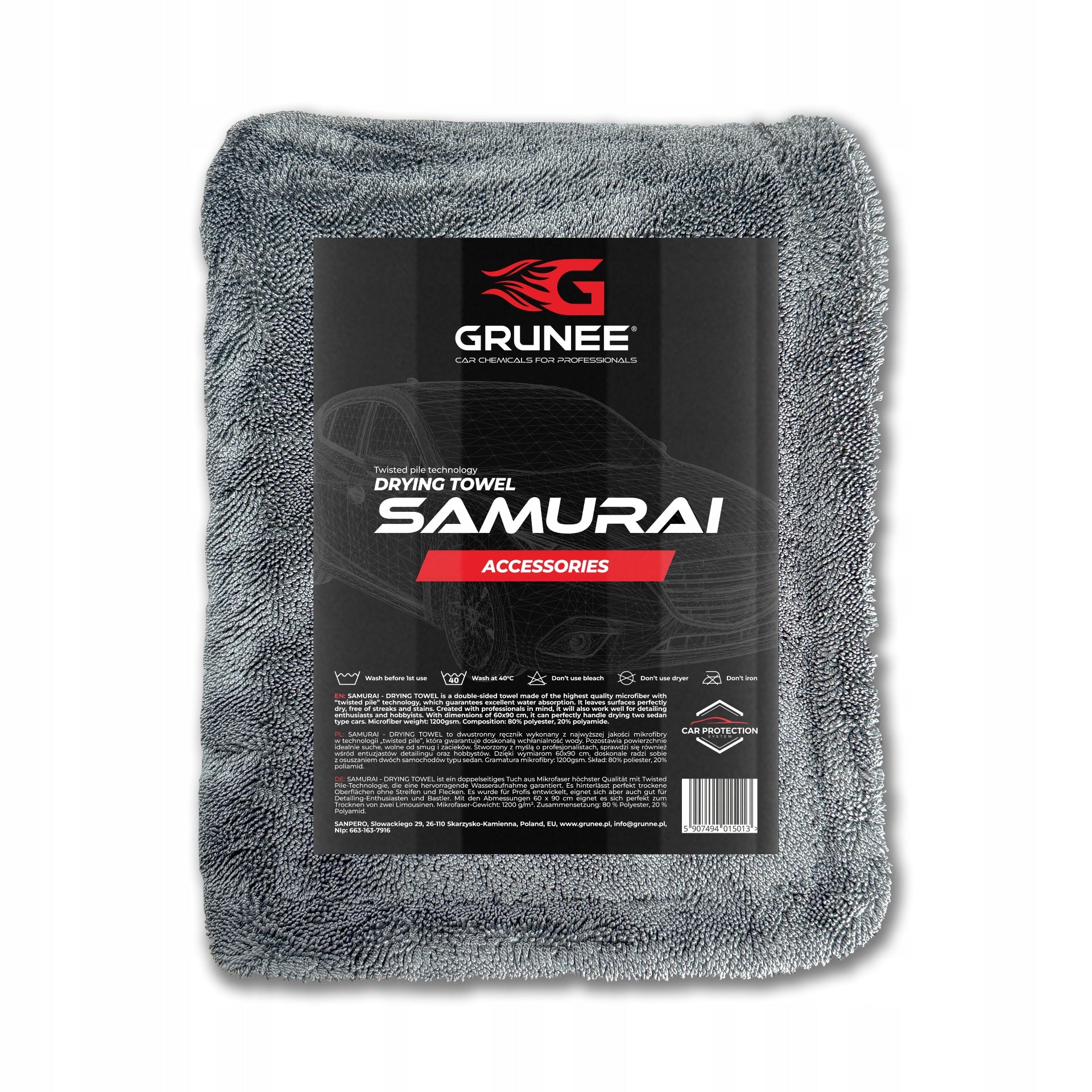 Towel for drying car SAMURAI 60x90cm 1200gsm opportunity! Manufacturer code 15013