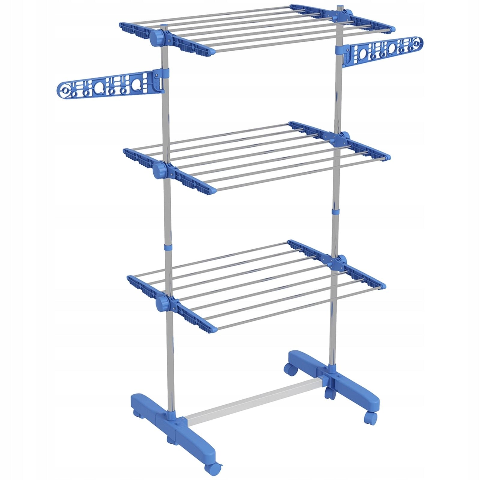 Tower clothes dryer blue, 3 levels, foldable on wheels