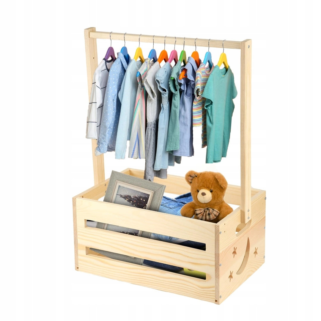 Toy Box with Clothes Hanger Wooden Baby Shower Wardrobe