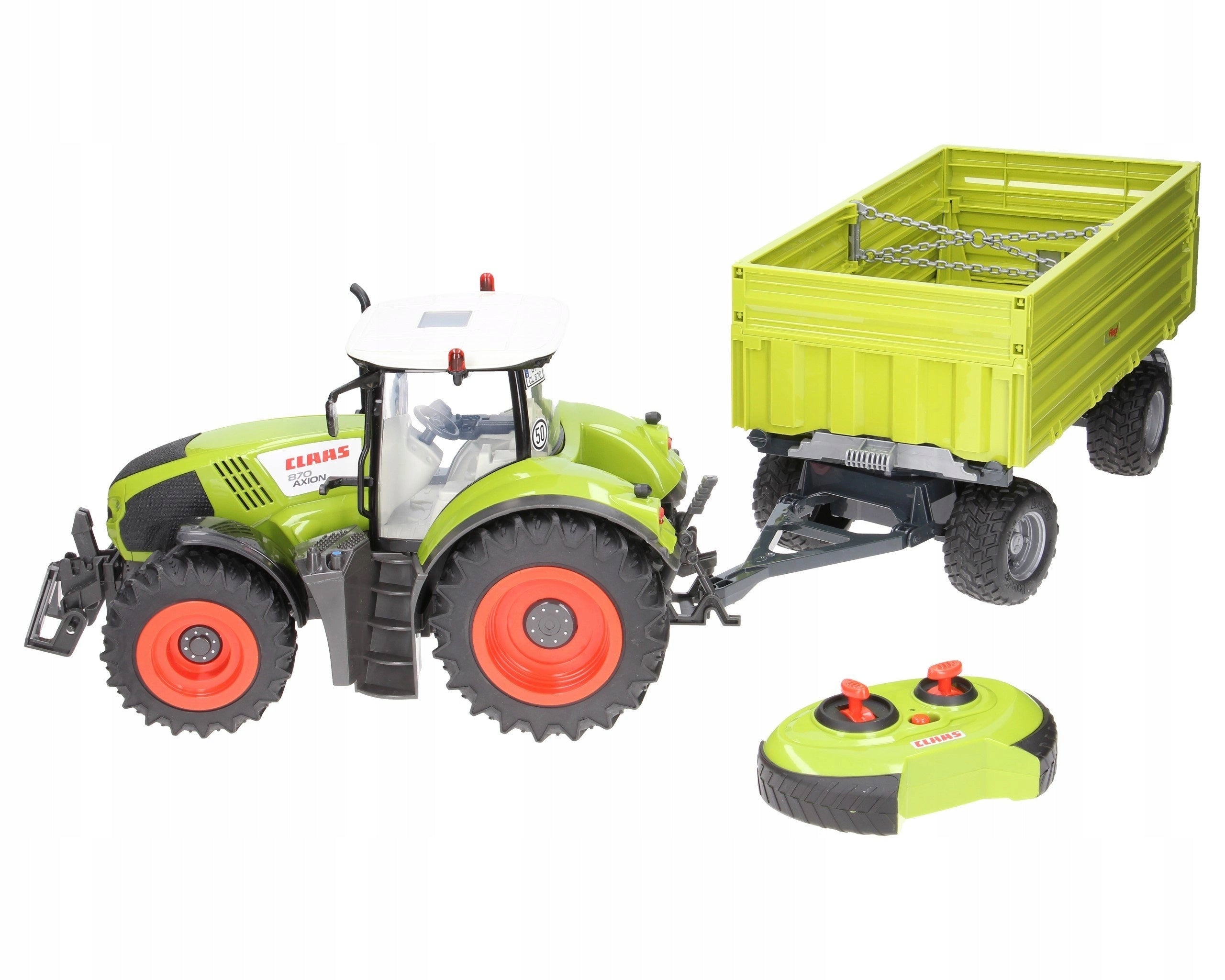Toy Tractor Claas Remote Controlled with Bruder Tipping Trailer Brand Happy People
