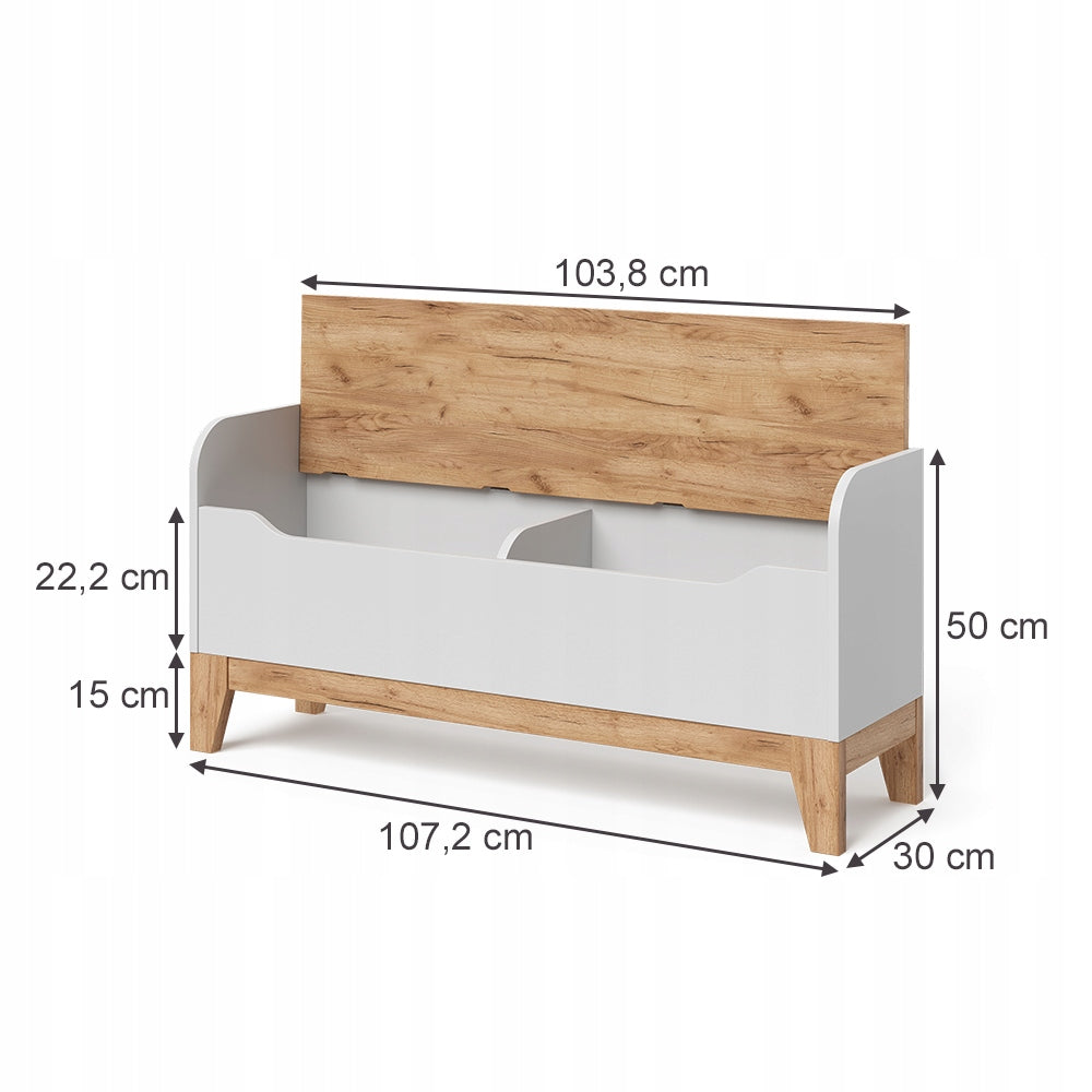 Toy chest Malia White/Artistic 107.2 x 50 cm with seat Brand no brand