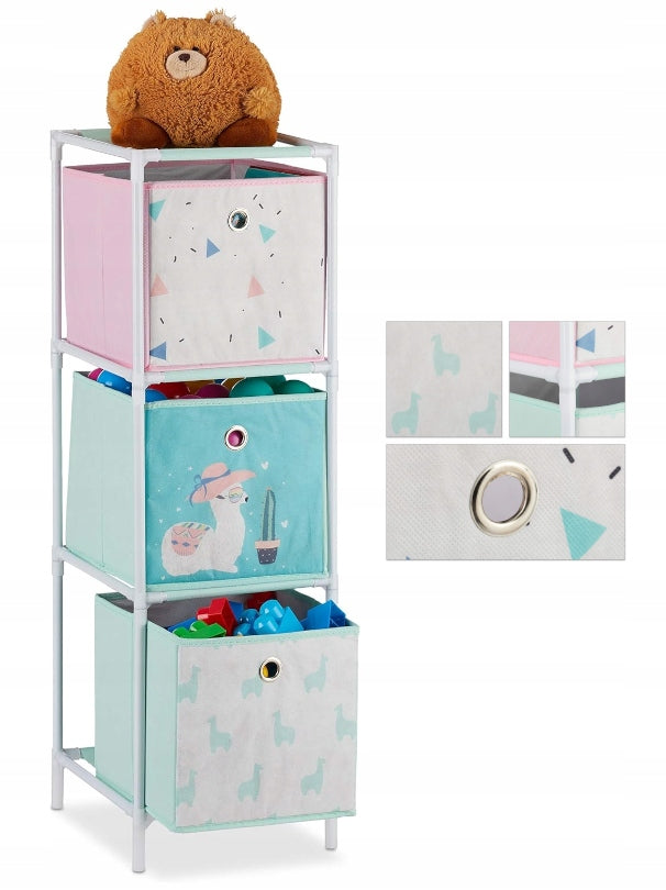 Toy rack 3 containers quick order easy installation in the llama room Manufacturer code lm286