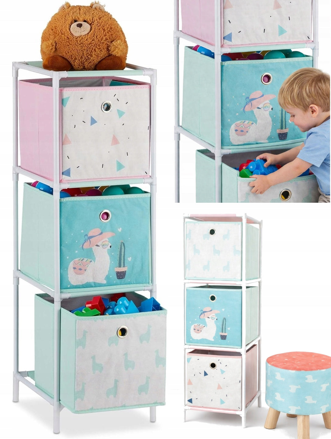 Toy rack 3 containers quick order easy installation in the llama room