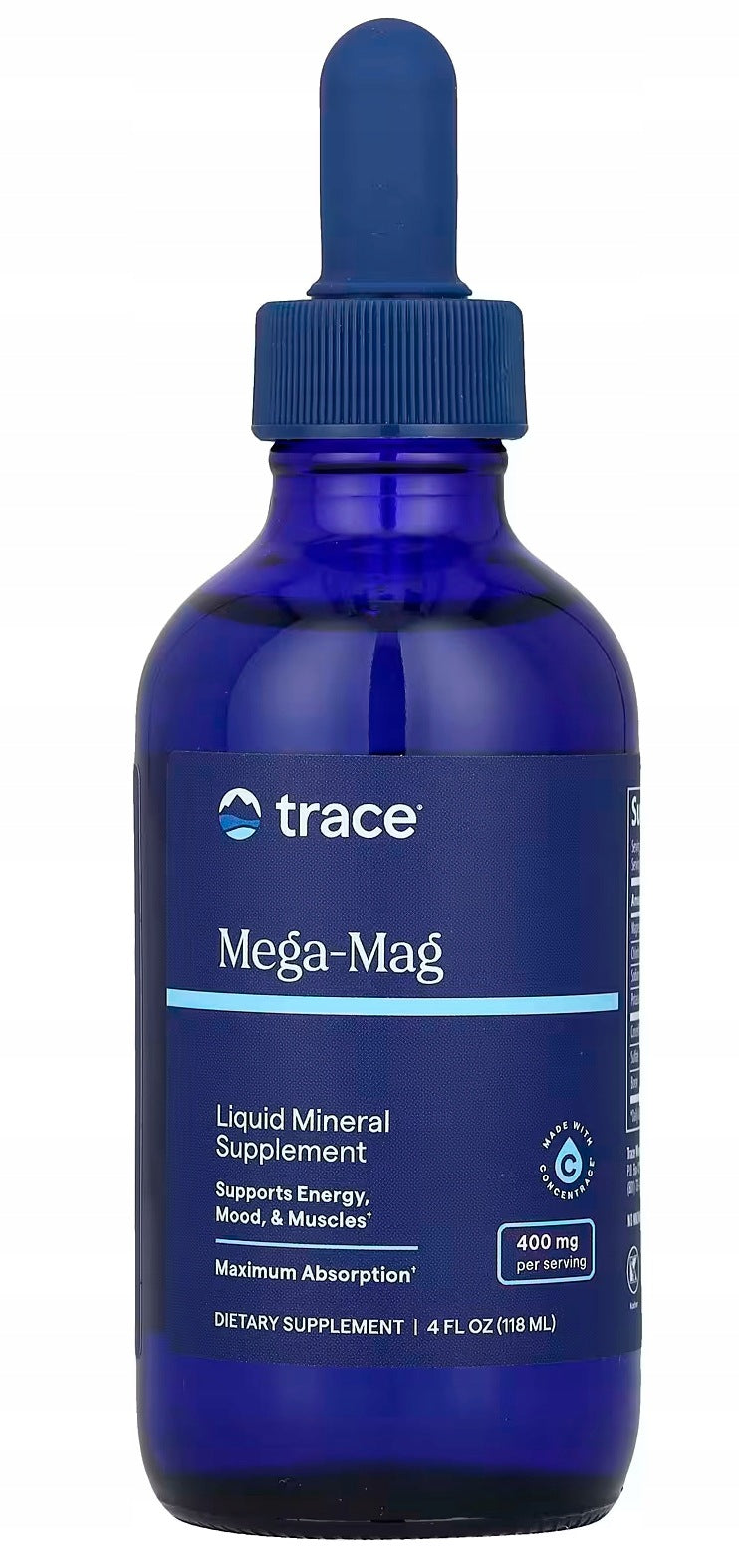 Trace Minerals Mega-Mag 400mg Ionic Magnesium with Minerals 118ml Drops