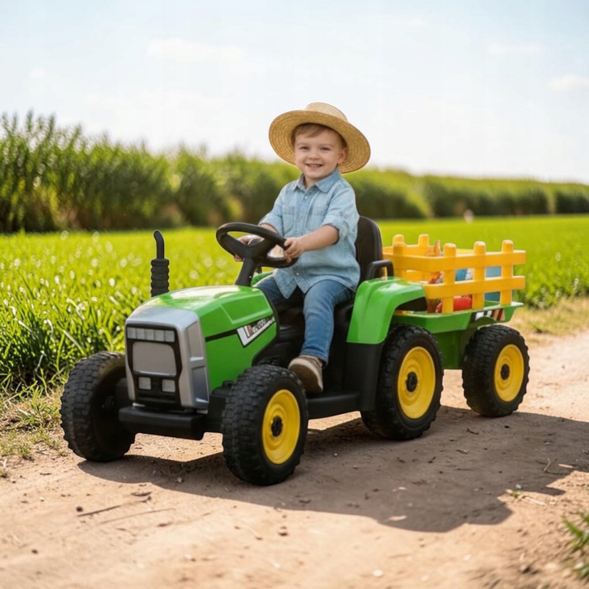 Tractor Battery Operated For Kids 2x45 Watt Remote Control Soft Wheels Packaging status original