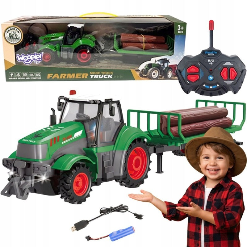 Tractor with RC Remote Controlled Trailer - Scale 1:24 WOOPIE