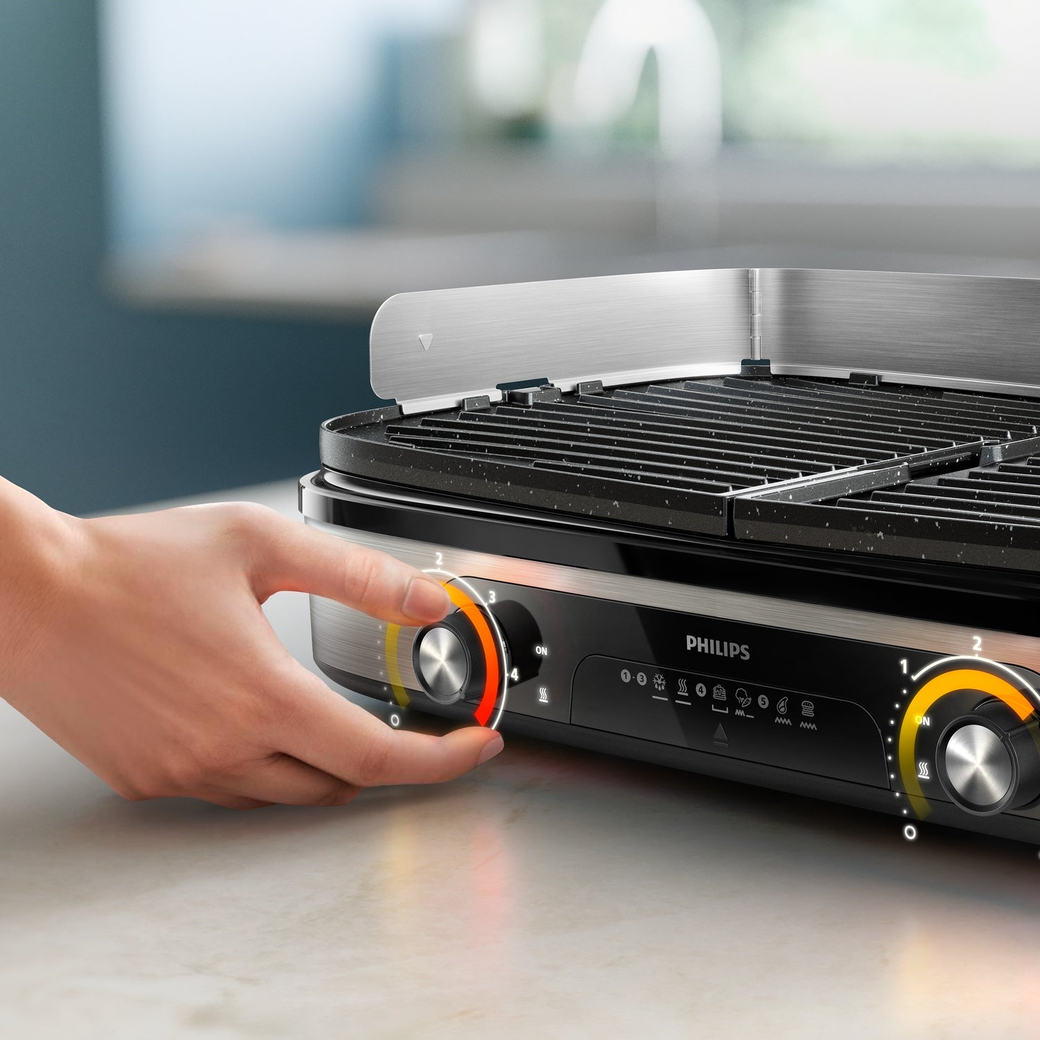 Traditional electric grill Philips HD6222/90 silver 2400 W Manufacturer code HD6222/90
