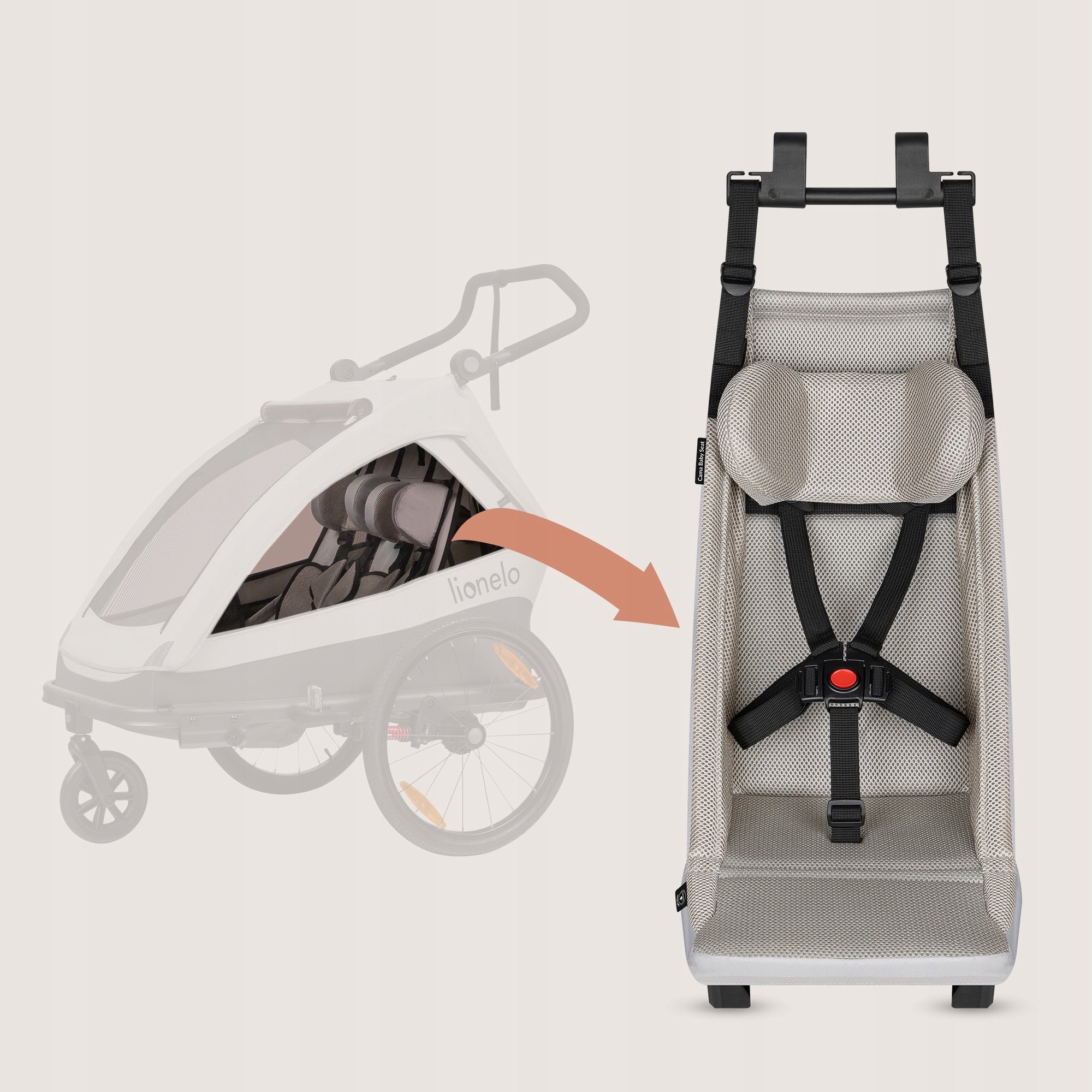 Trailer trolley hammock for younger children up to 70cm BELTS Lionelo Cama Packaging status original