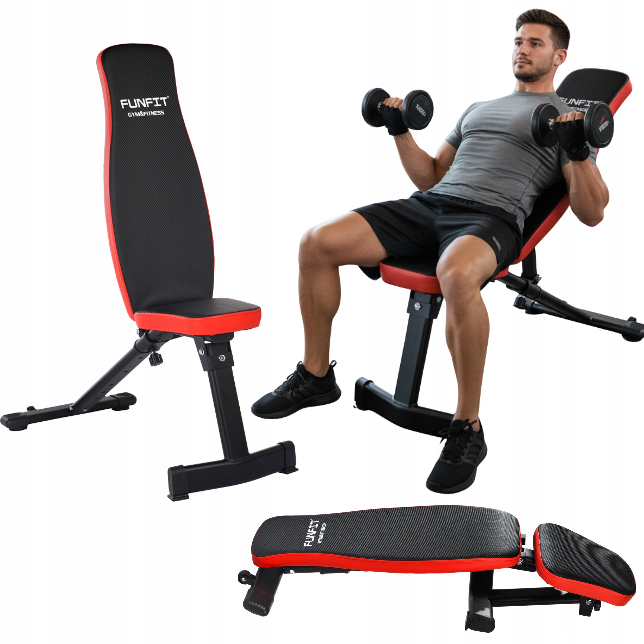 Training Bench Adjustable FUNFIT Slant Bench 6-Degree Folding