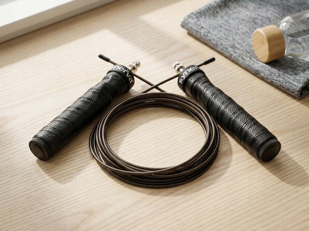 Training Jump Rope with Bearings Steel Rope Adjustable Crossfit Synerva Packaging status original