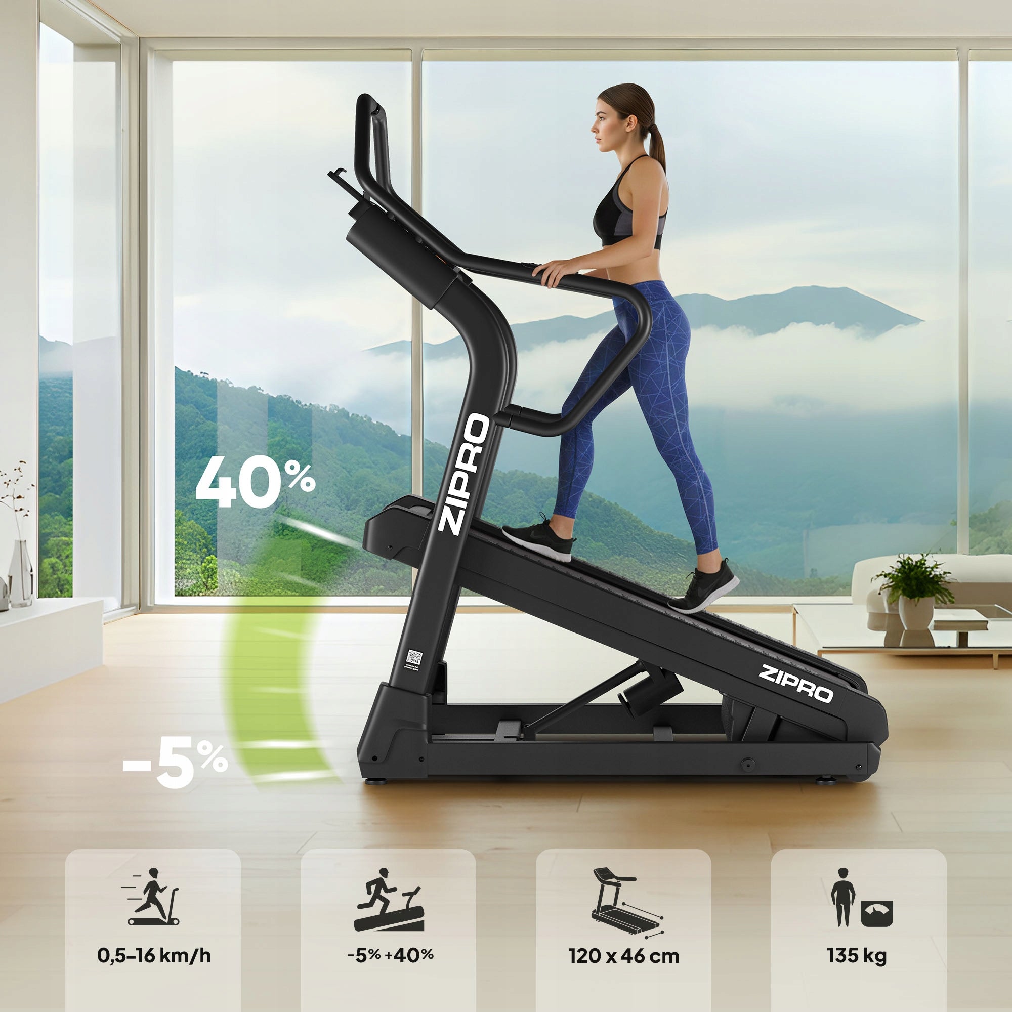 Training Treadmill Electric SLOPE 40% FOR CLIMBING Zipro Shred EAN (GTIN) 5902659848543