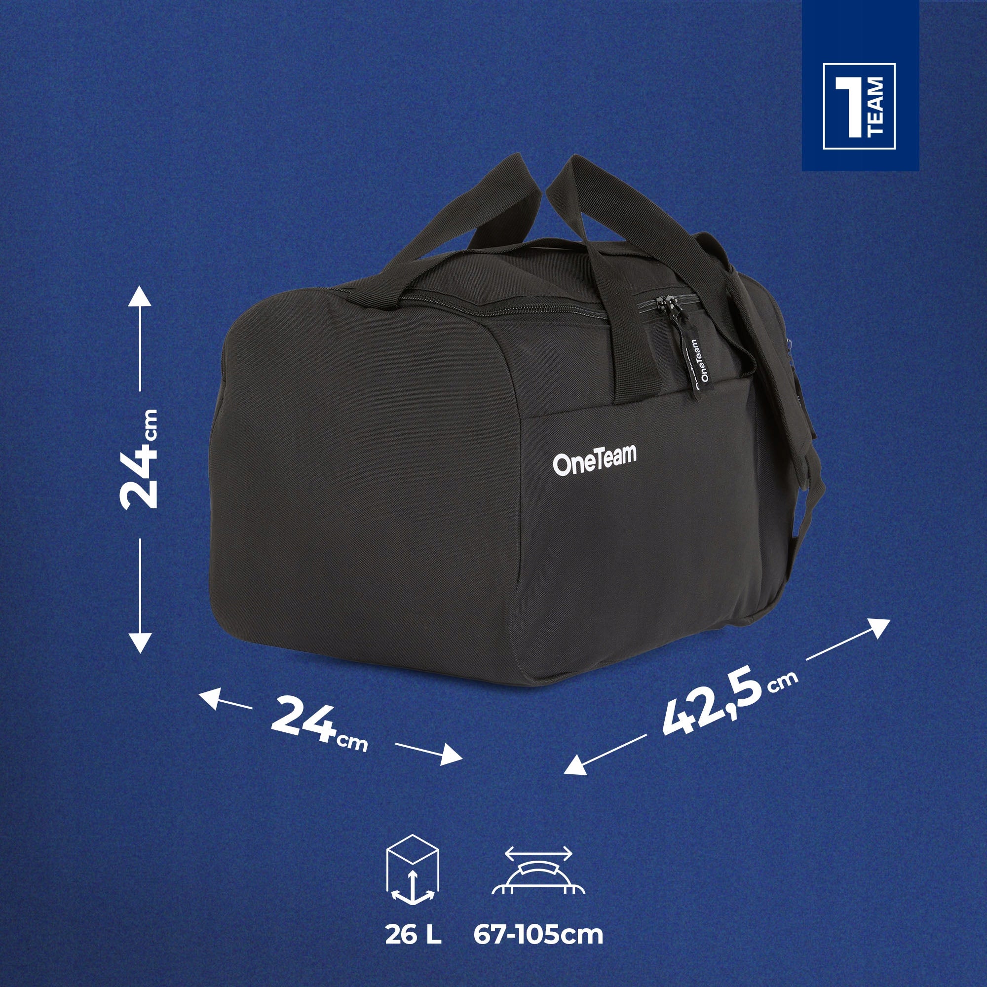 Training bag OneTeam Passa 26 l black SPARE HANDY FUNCTIONAL Manufacturer code OTM-NAB5C010-BK
